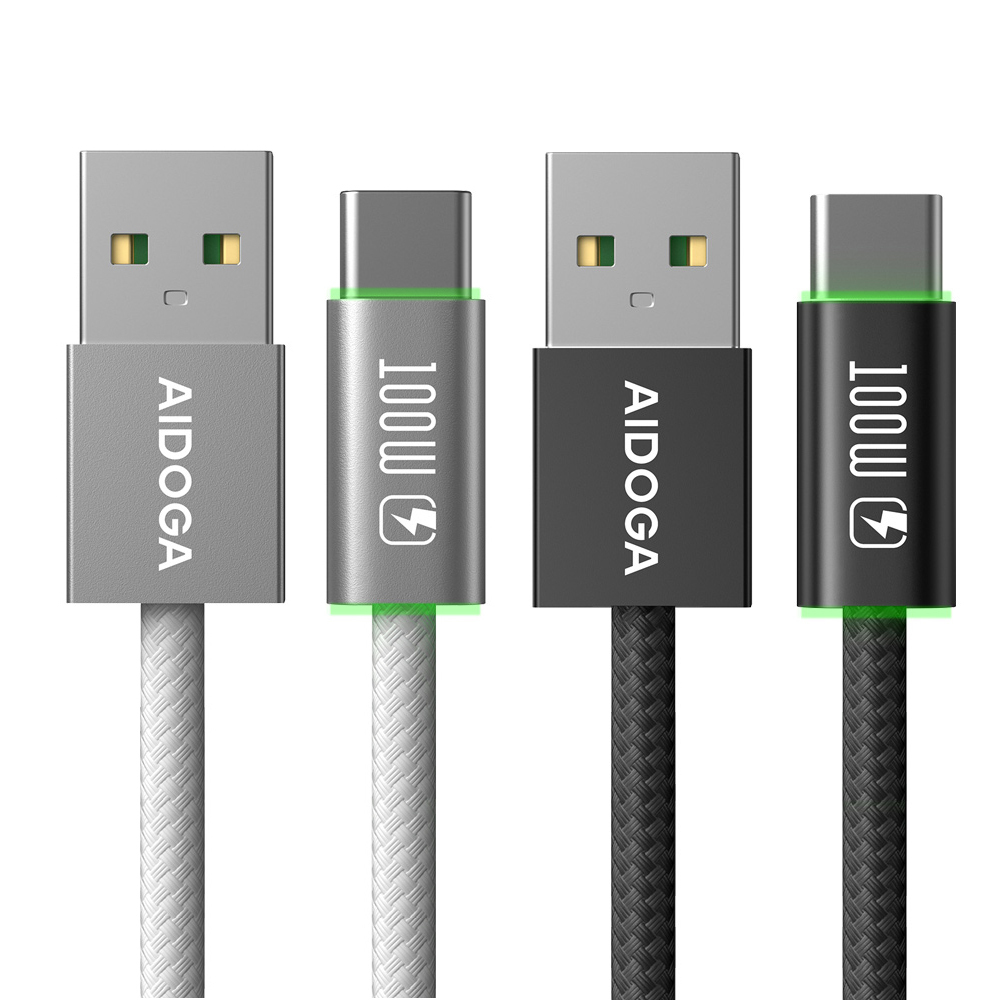 AIDOGA 艾迪伽 上下LED 超薄 USB-A TO Type-C充電傳輸快充線 LightFlex系列 1.2M 支援iPhone17/安卓/手機/平板
