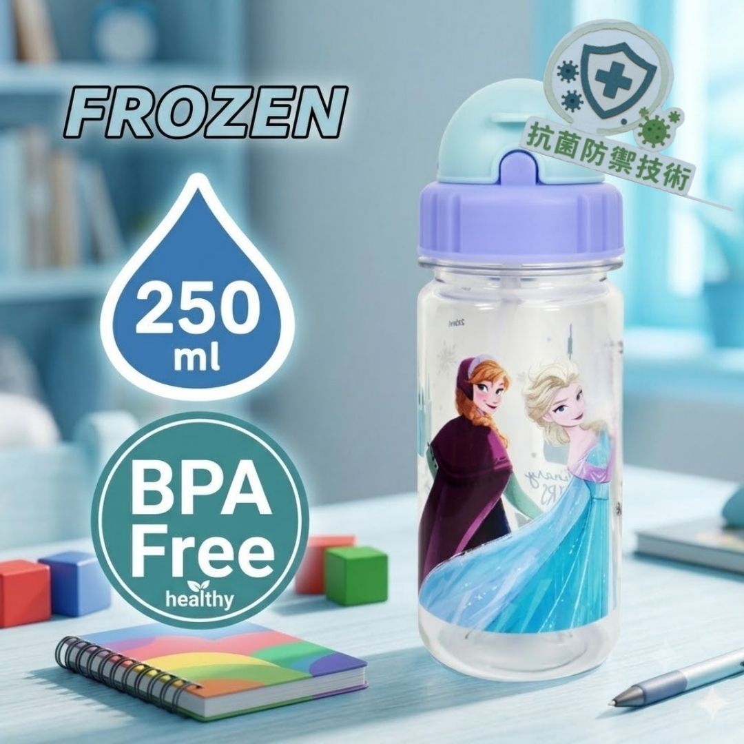 迪士尼 魔雪奇緣 便攜式吸管水樽-抗菌(250ml)