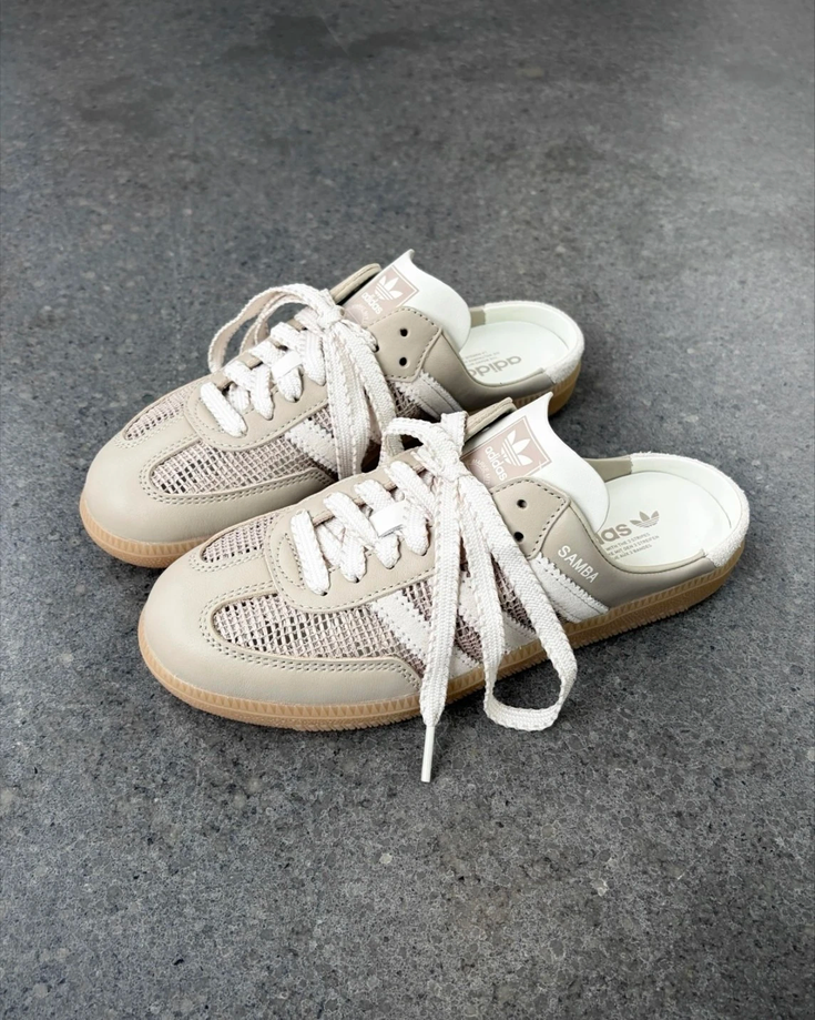 【預訂】ADIDAS SAMBA MULE OG 卡其啡 編織 穆勒鞋-WOMEN