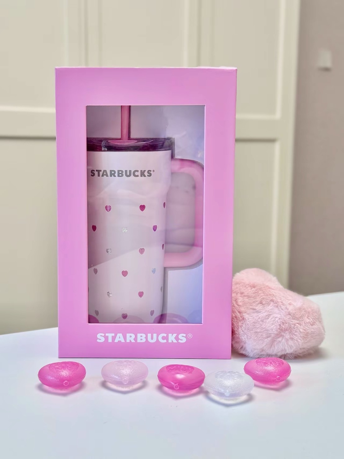 七夕限定🩷STARBUCKS 星巴克 水晶愛心 不鏽鋼冰霸杯 吸管杯 禮盒裝 670ML