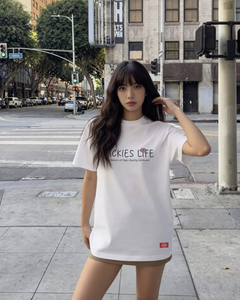 <48小時後恢復原價>DICKIES 貓咪圖鑑 印刷 落肩 圓領 短袖 短Tee 上衣 4色