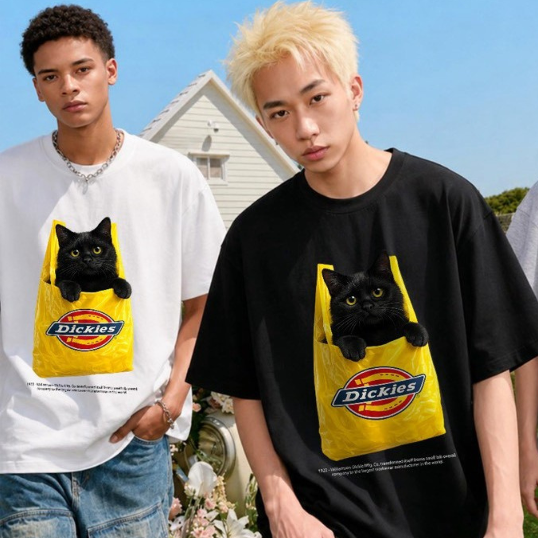 『預購商品』Dickies 美式復古黑貓購物袋Logo印花短袖T恤 DKU262NKTGFW-GCI