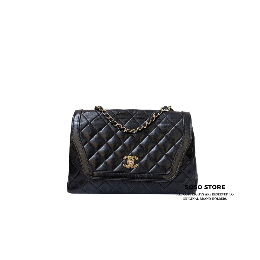 Chanel Vintage Trapezoid Flap Bag - Black / GHW