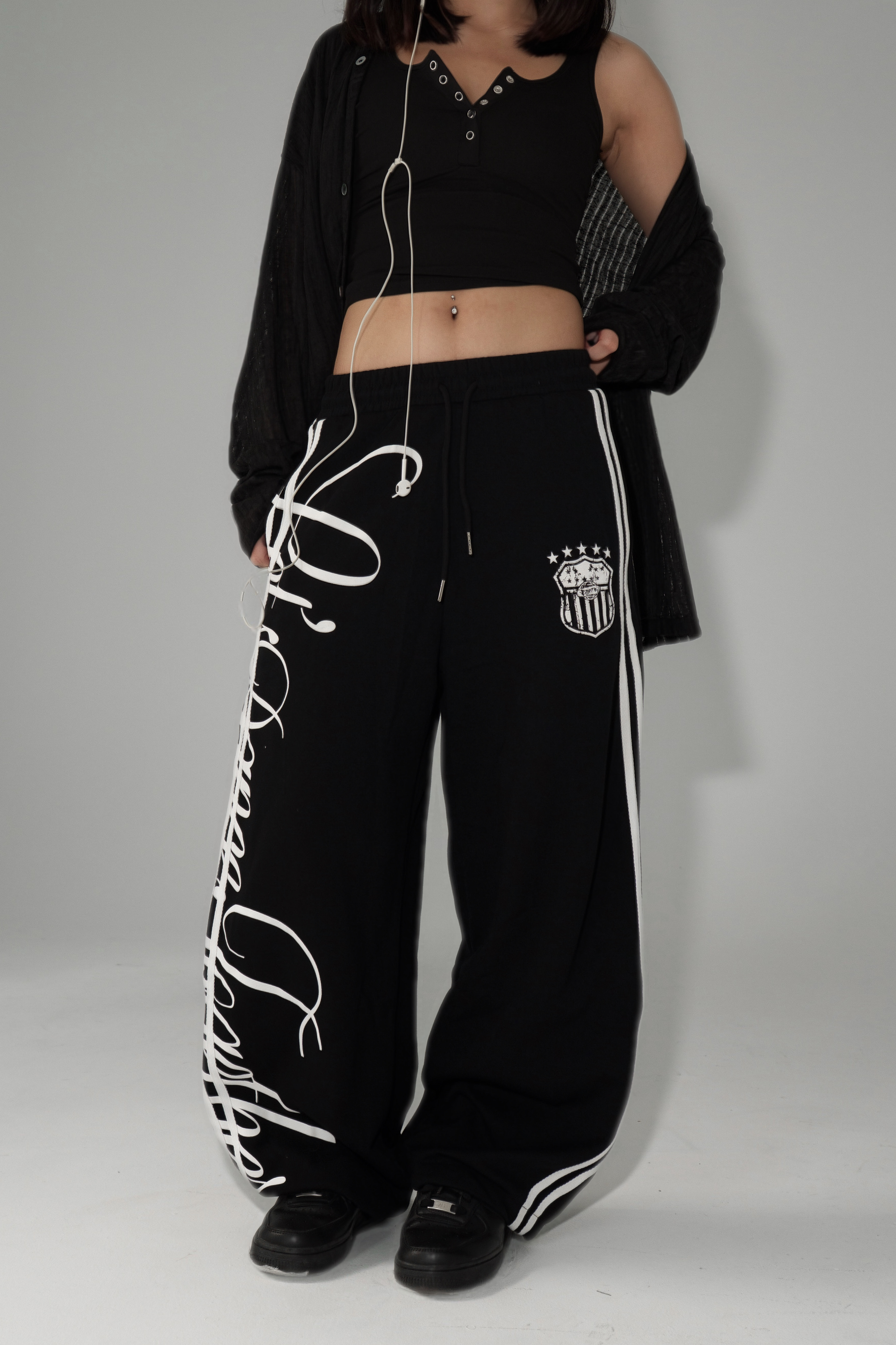 American Vintage Graphic Logo Triple-Stripe Curved Sweatpants