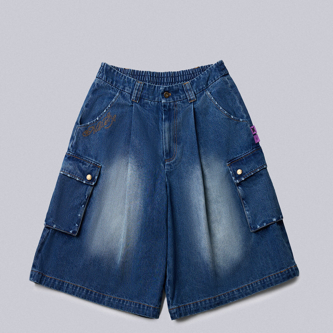 NEISH｜Fracture Balloon Shorts (Washed Blue)