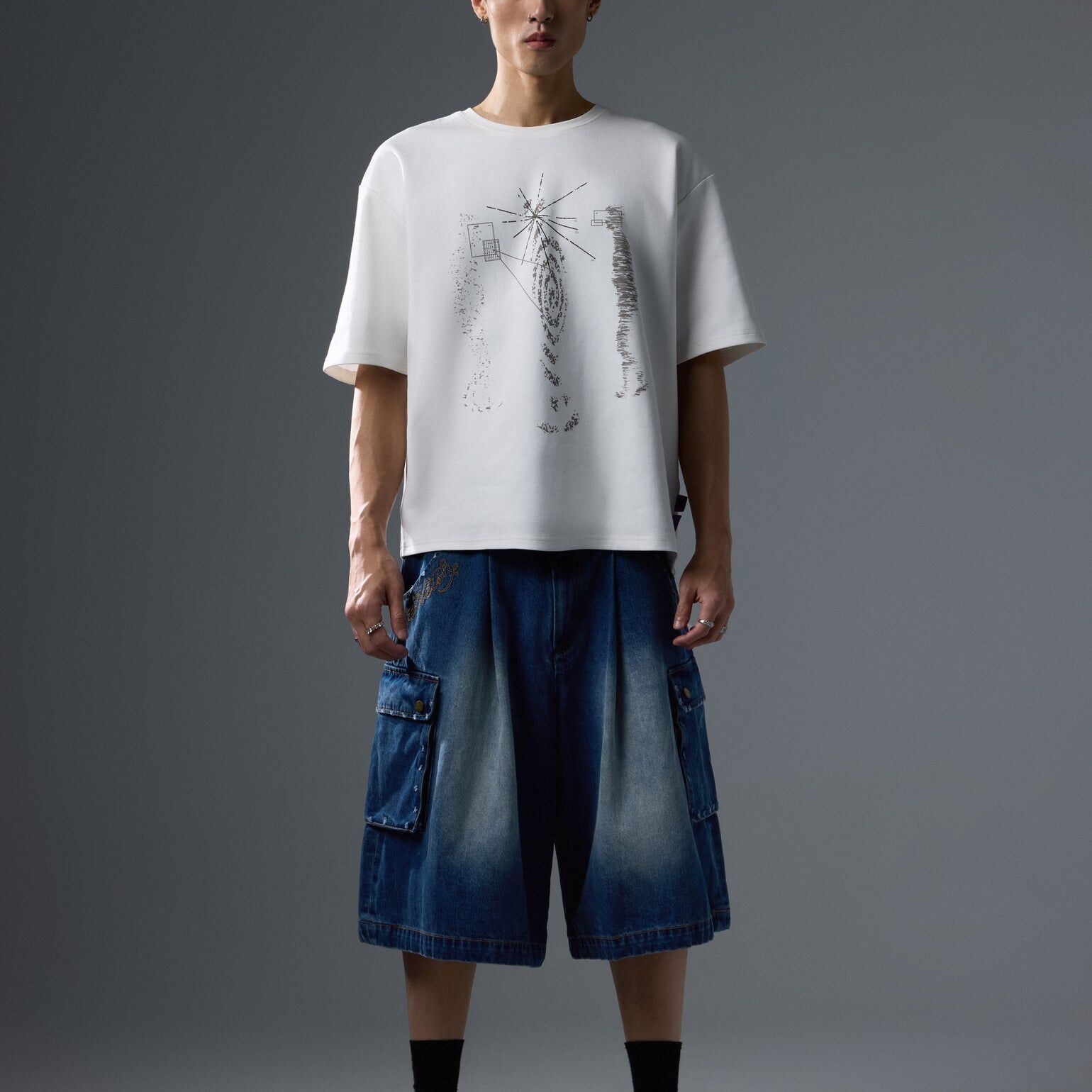 NEISH｜Fracture Balloon Shorts (Washed Blue)