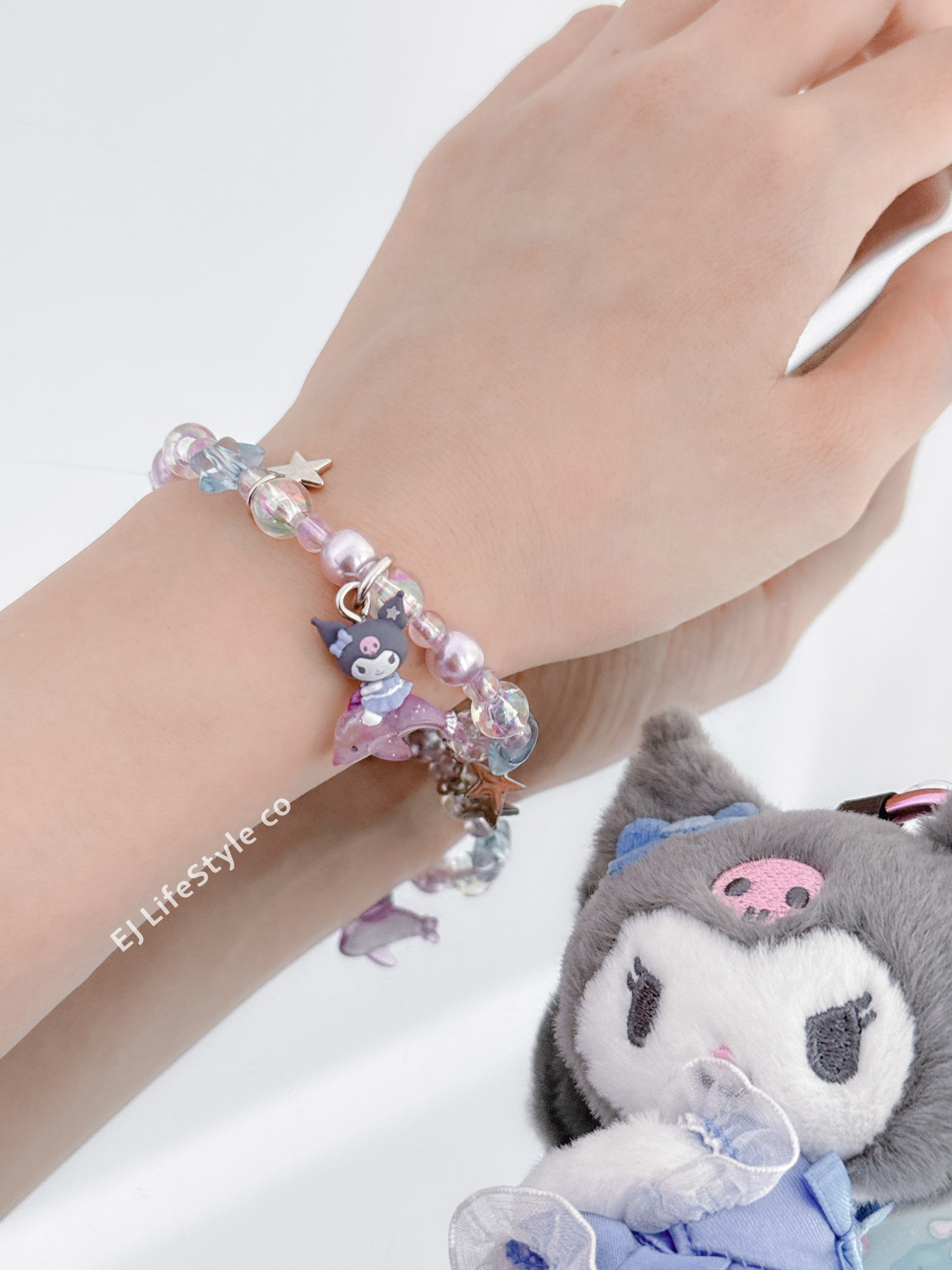 🇯🇵 SANRIO 三麗鷗家族 閃亮海豚系列 酷洛米 星星 串珠 手鏈 / 現貨