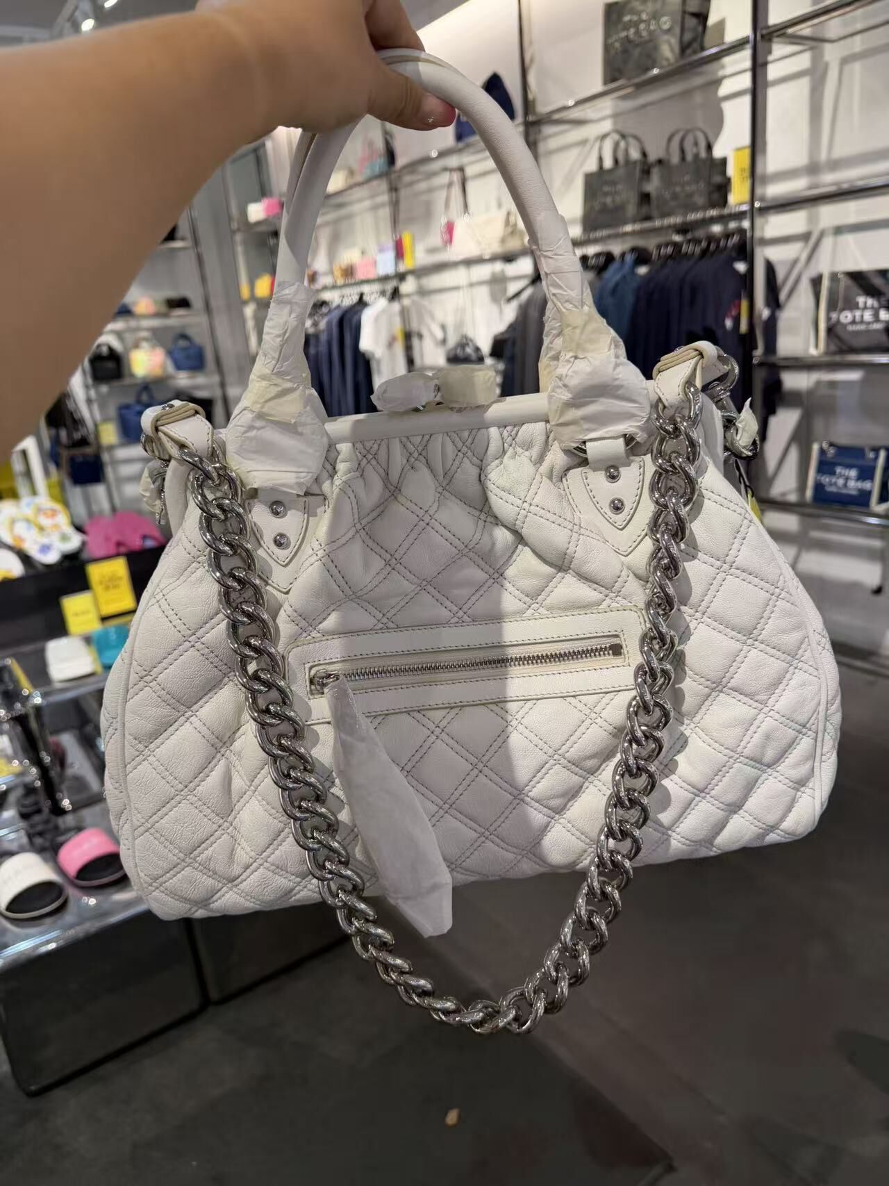 【直播】Marc Jacobs LX072446 The Stam 白色皮革手提包