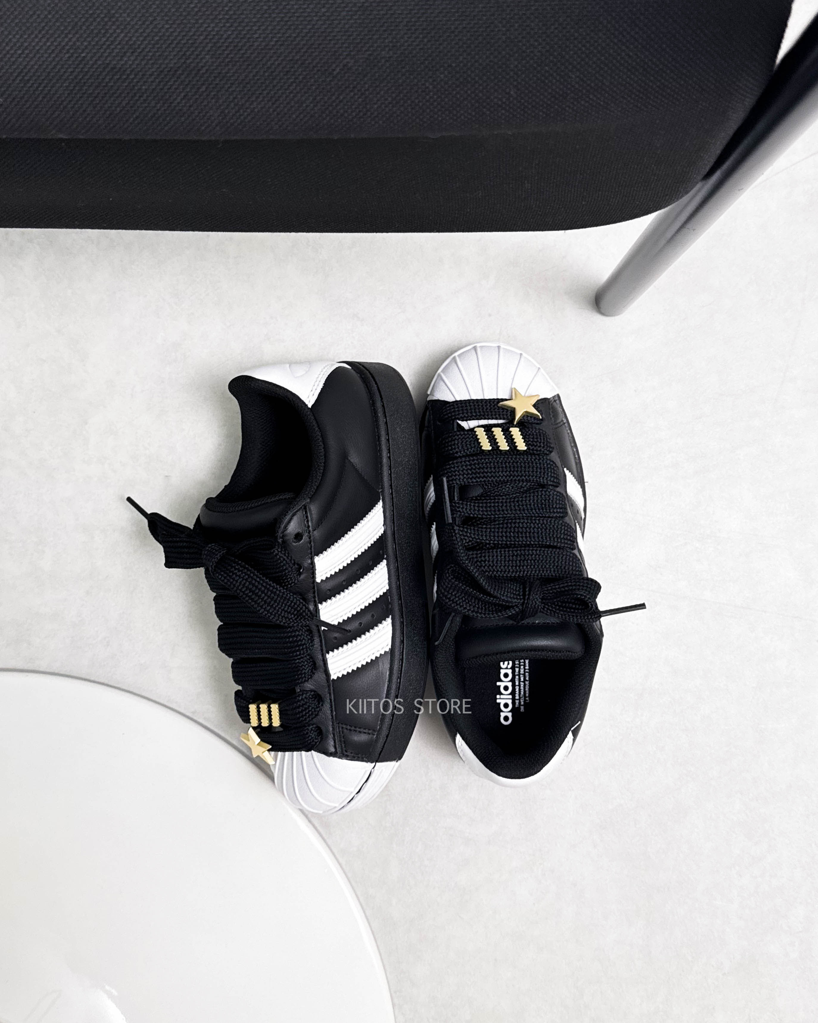 【預購】ADIDAS SUPERSTAR II ORIGINALS  星星 金扣 貝殼頭 皮革 星星 黑色 男女鞋 JR7444