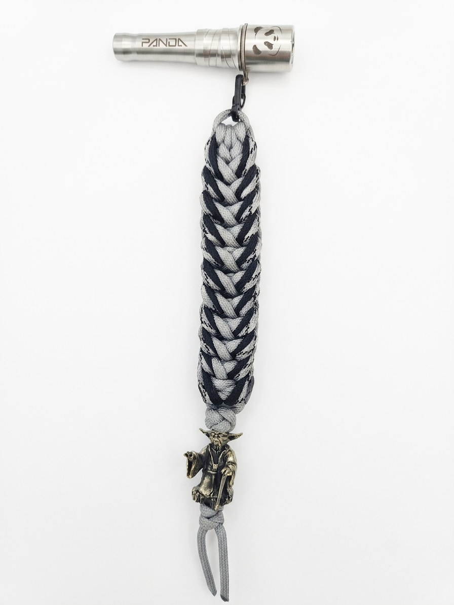 Panda Mouthtip “Yoda” - "Solo" - "Triple Braiding" -Silver black + Black + Grey