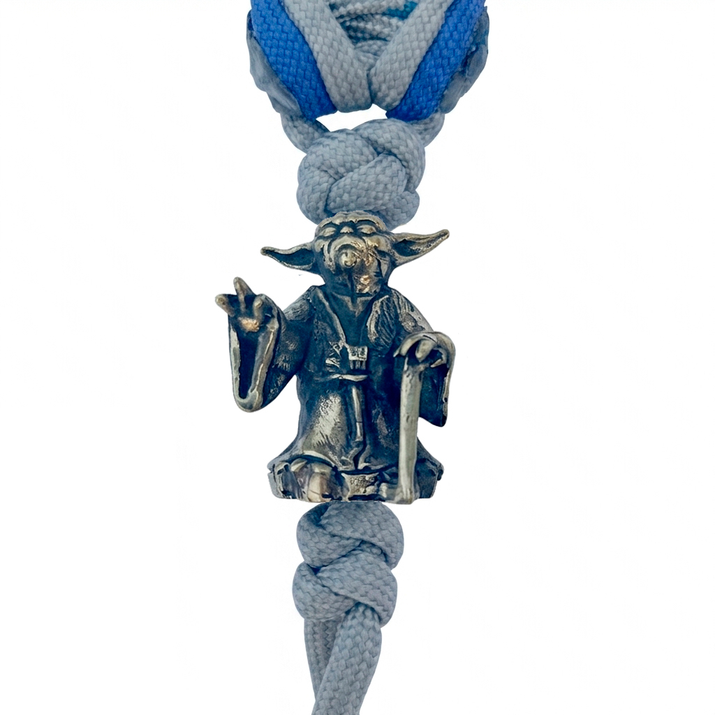 Panda Mouthtip “Yoda” - "Solo" - "Triple Braiding" - Silver blue + Blue + Grey