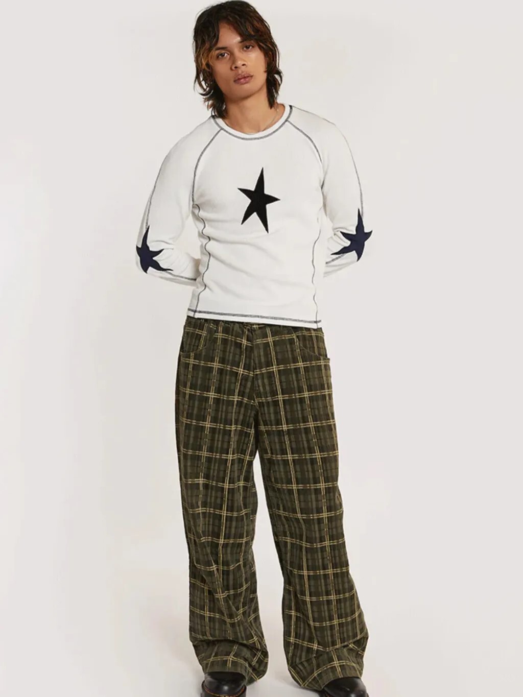 JADED LONDON 格紋燈芯絨 寬鬆直筒長褲 Brooklyn Cord Baggy Jeans JMJE3102