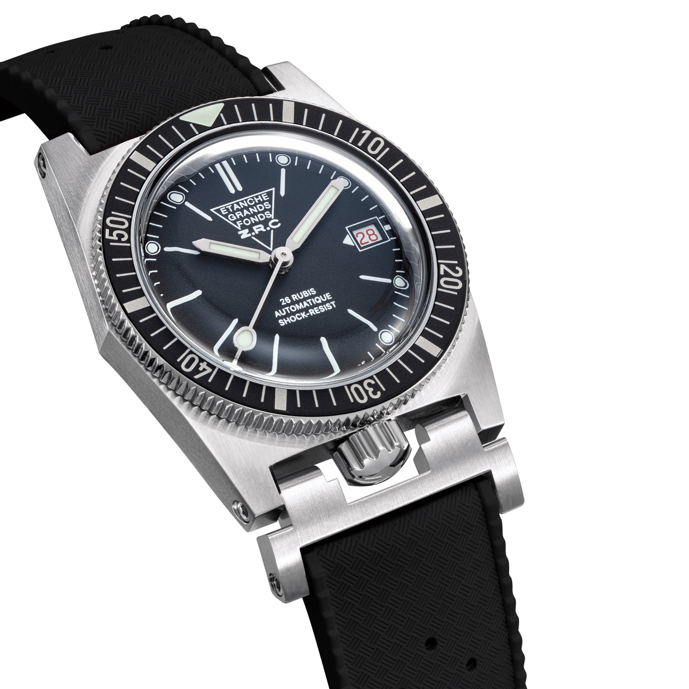 ZRC Grands Fonds 300 Heritage Black Dial Rubber Dive Watch 39mm (GF381128)