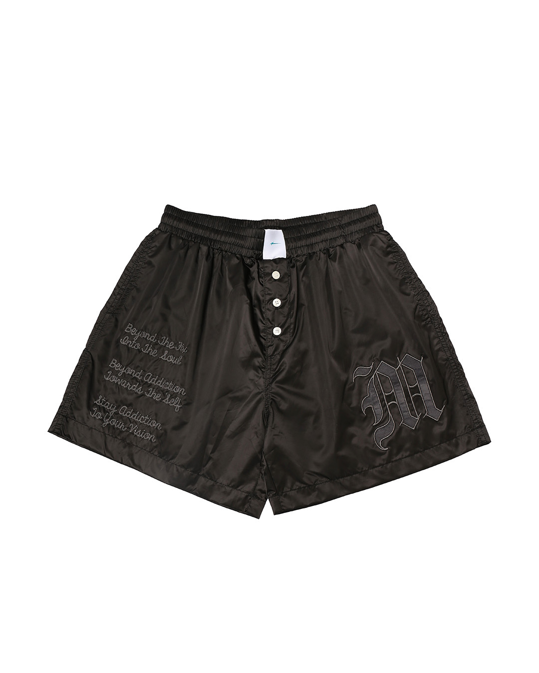 【逢甲FUZZY】MTA Satin Shorts 光澤 緞面 刺繡 復古 短褲 黑 白 藍 紫 M26SSST