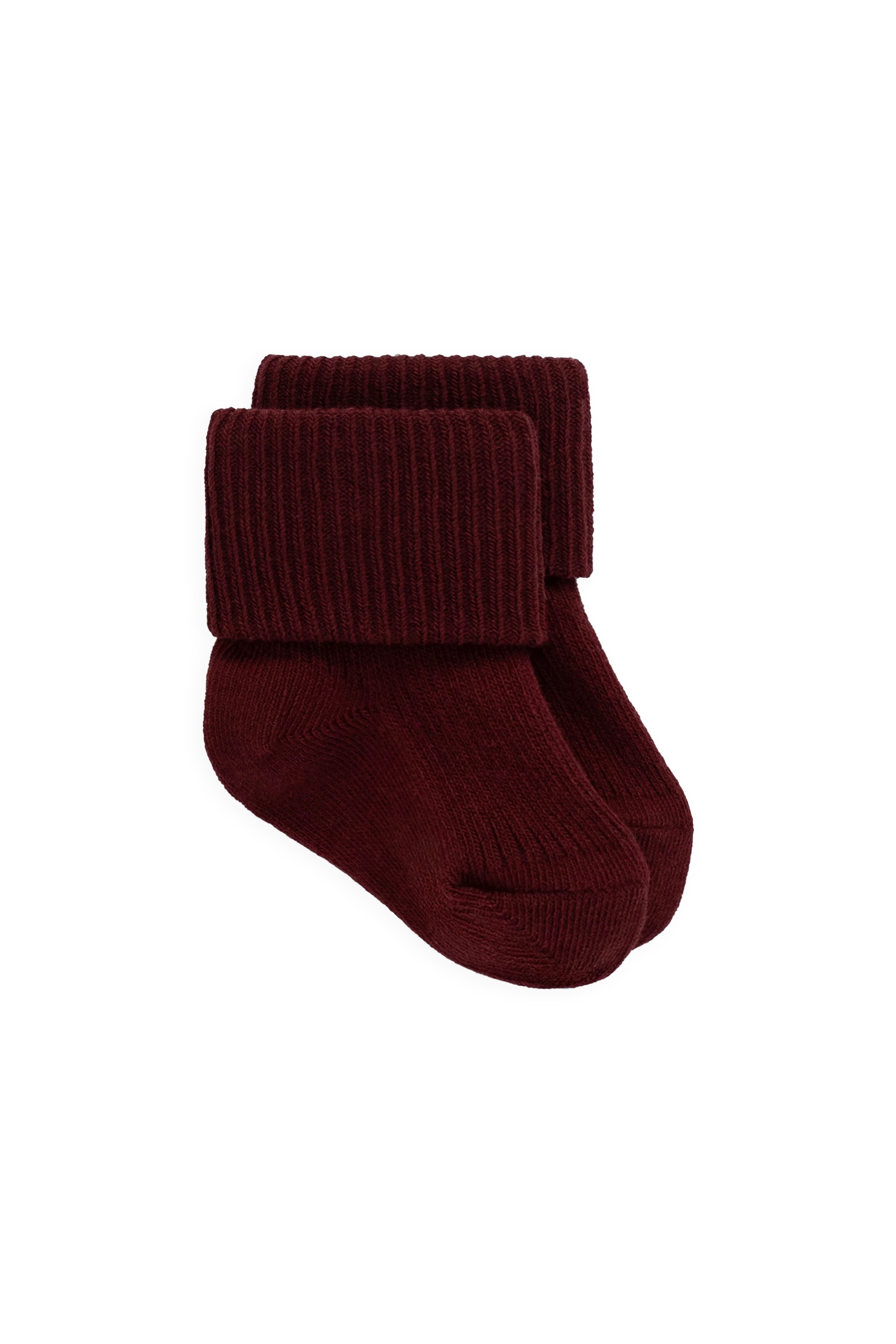 【預購】JAMIE KAY - Classic Rib Sock（Burgundy）