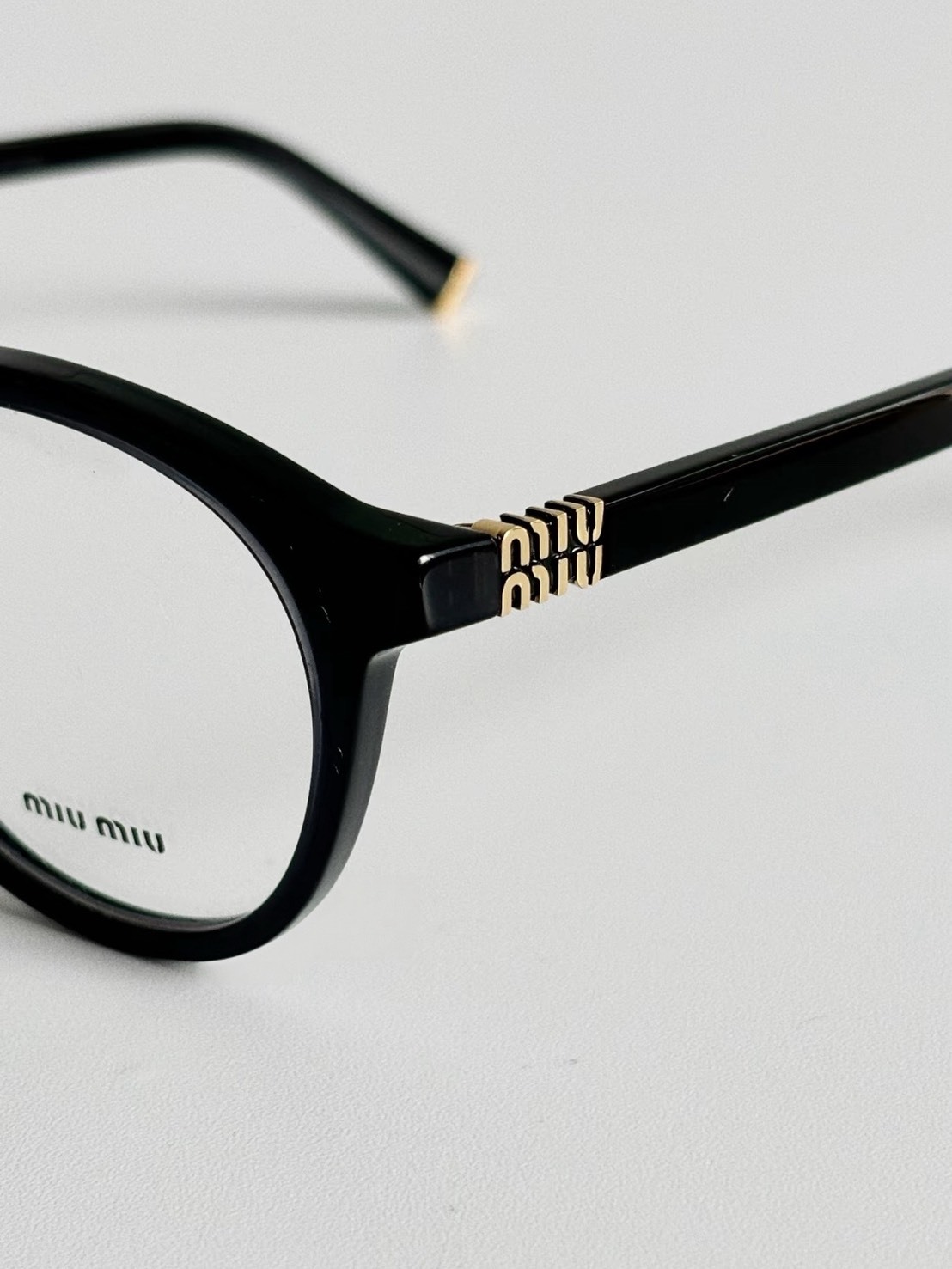 MIU MIU 鏡腿LOGO 橢圓形 光學鏡架 女款 黑色