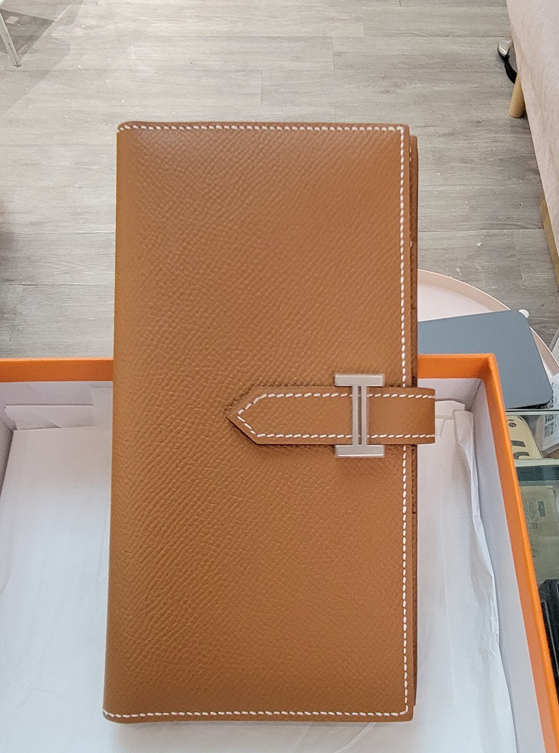 未使用品 UNUSED/99 % NEW HERMES  bearn wallet gold CK EPSOM 金銀