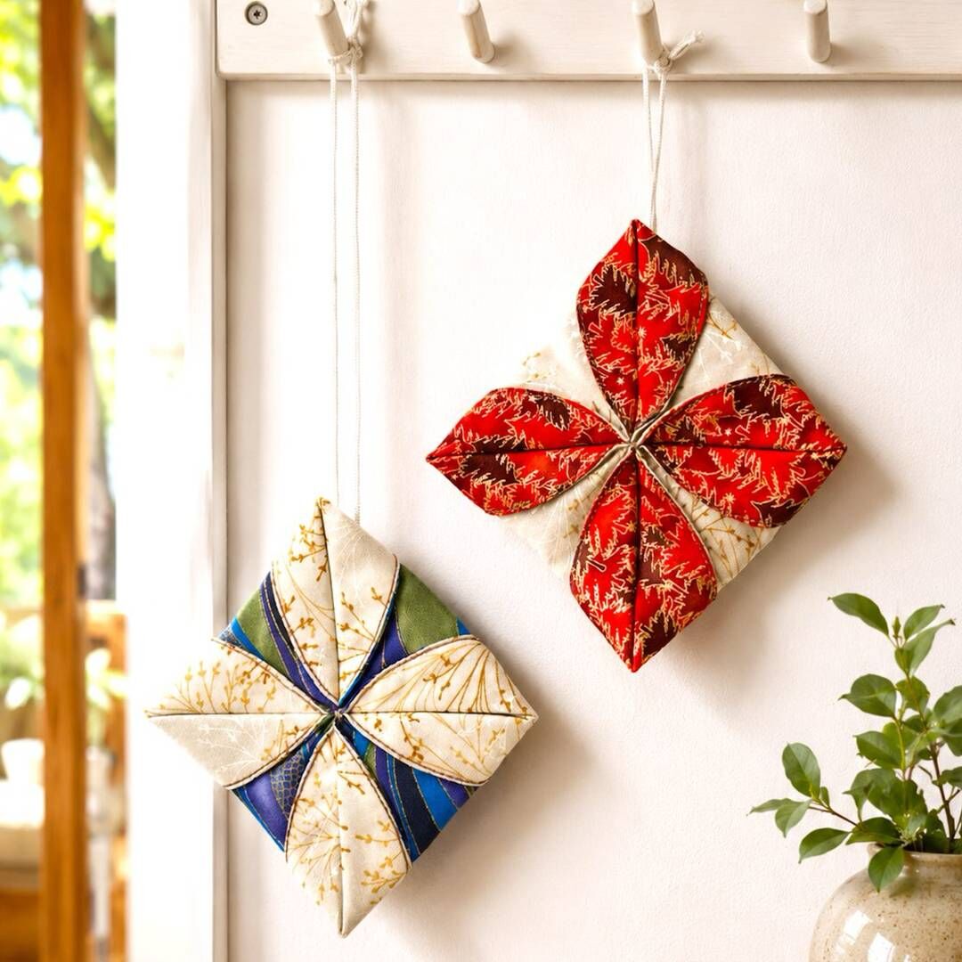 不填棉的四瓣花布藝吊飾 Unfilled four-petal fabric ornaments