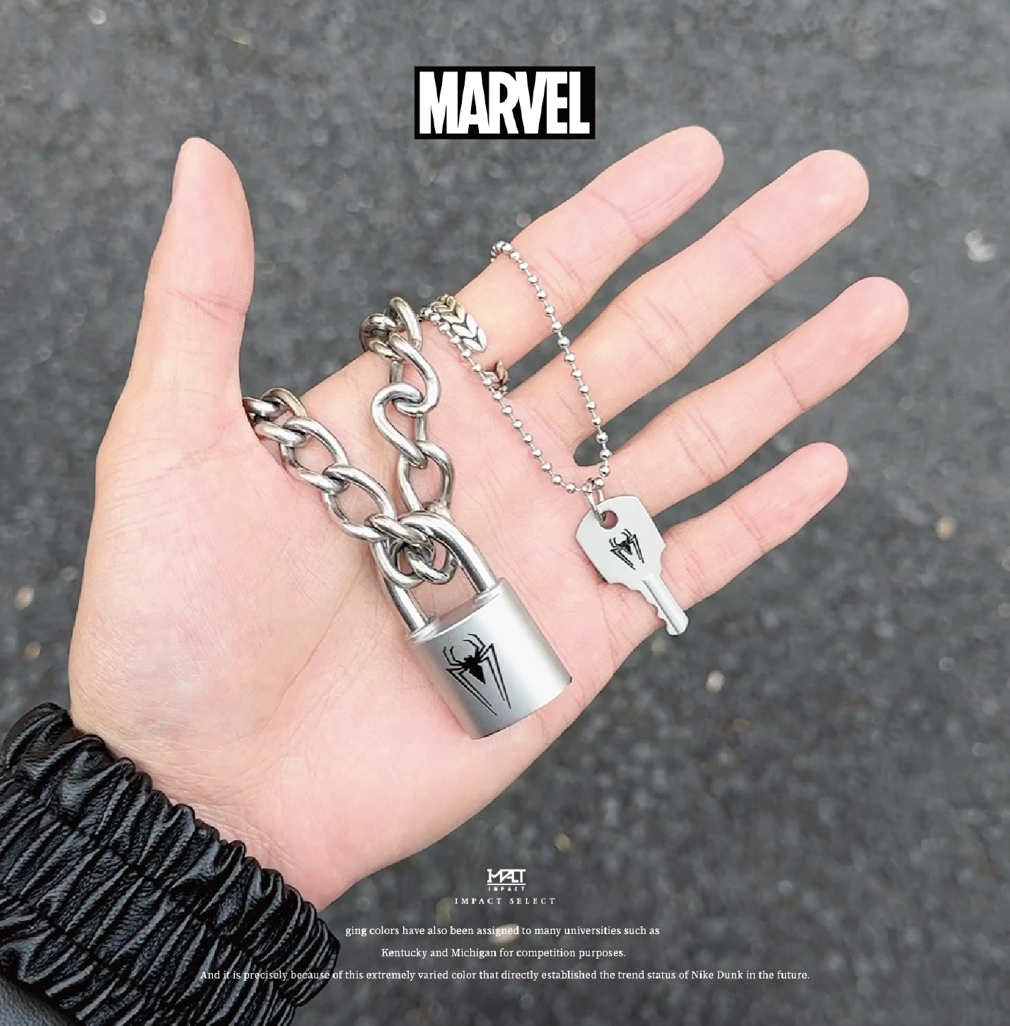 MARVEL 漫威 蜘蛛人 SPIDERMAN 鎖鍊 鎖頭 鑰匙 情侶 項鍊 墨鏡 飾品 禮盒