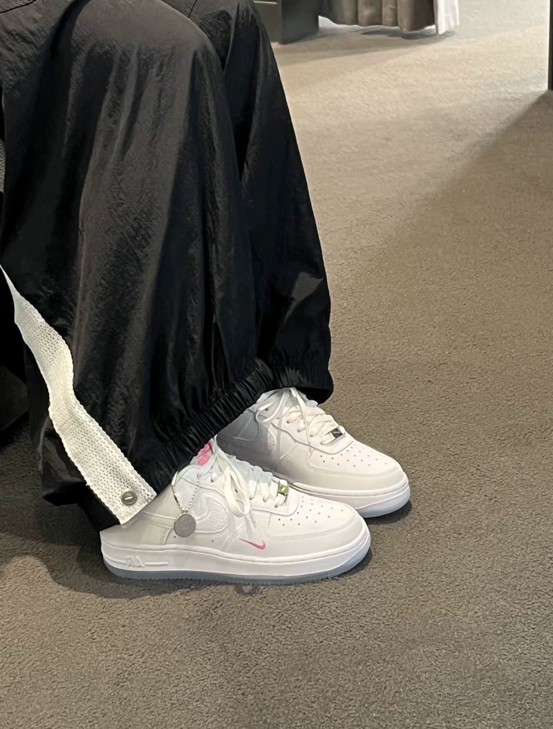 【預購】Nike Air Force 1  白色 果凍底  小勾 粉勾 女鞋 IV4453-100