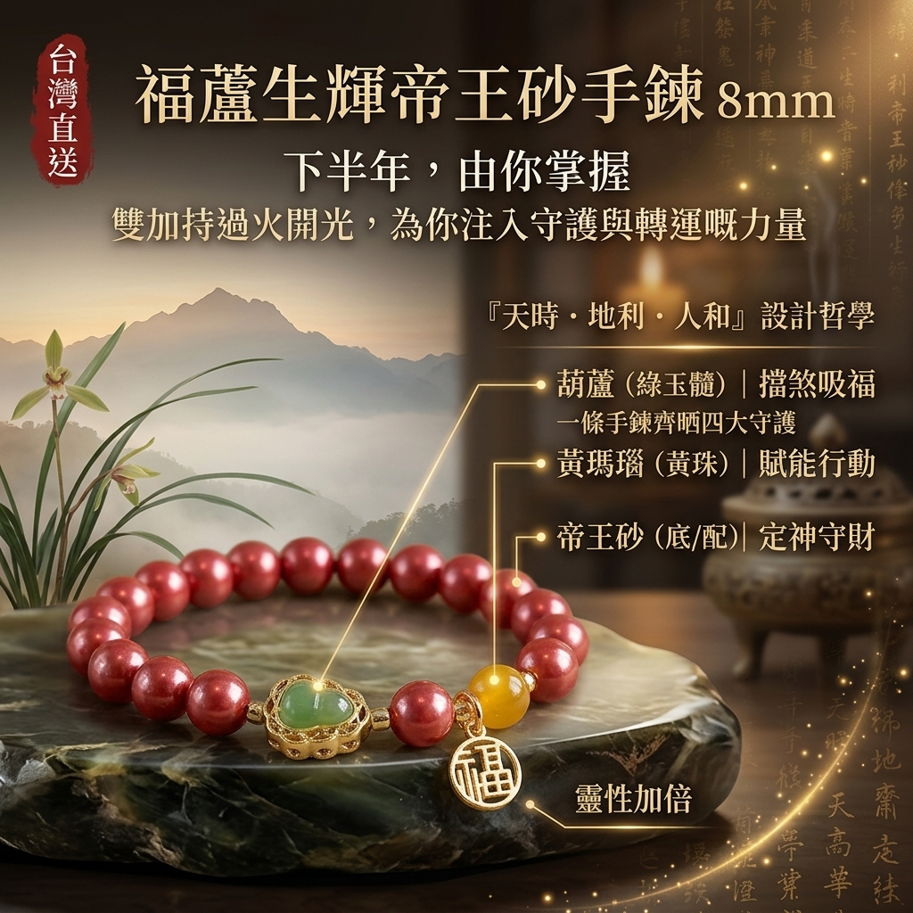 福蘆生輝帝王砂手鍊 8mm