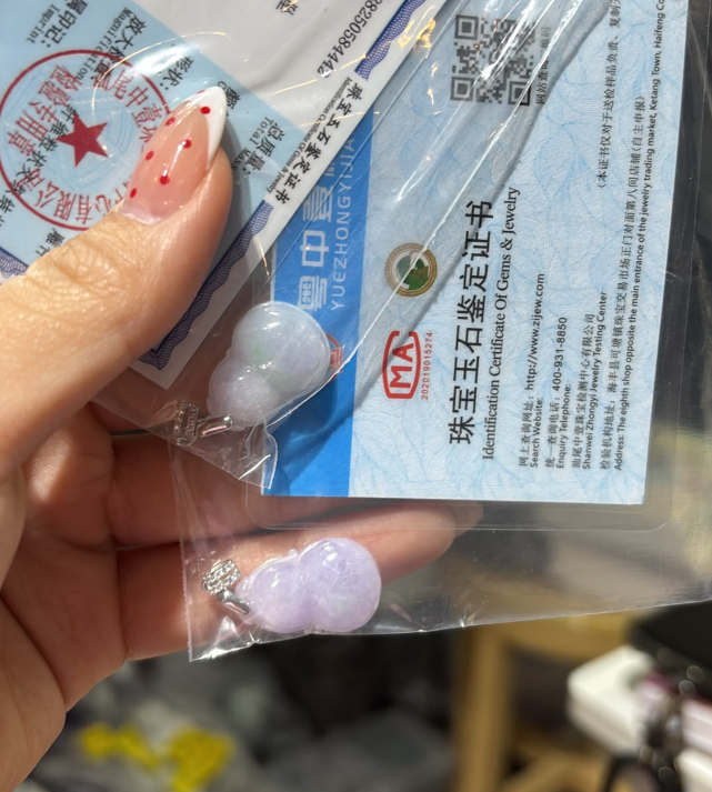 260724 - A37 A貨翡翠春彩葫蘆純銀吊墜1粒（一物一證書）