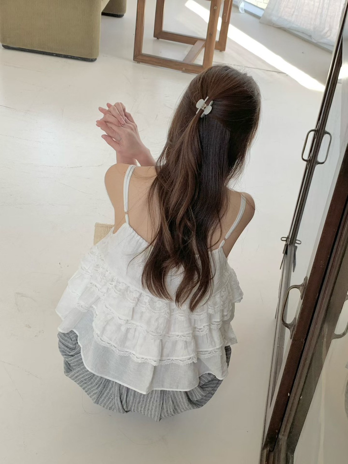 蛋糕蕾絲棉麻背心
