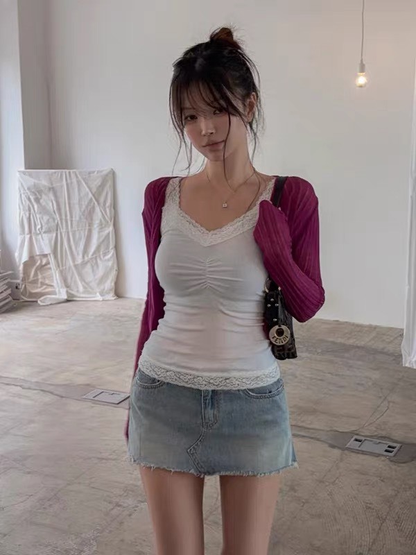 淺藍迷你牛仔短裙(內安全褲)