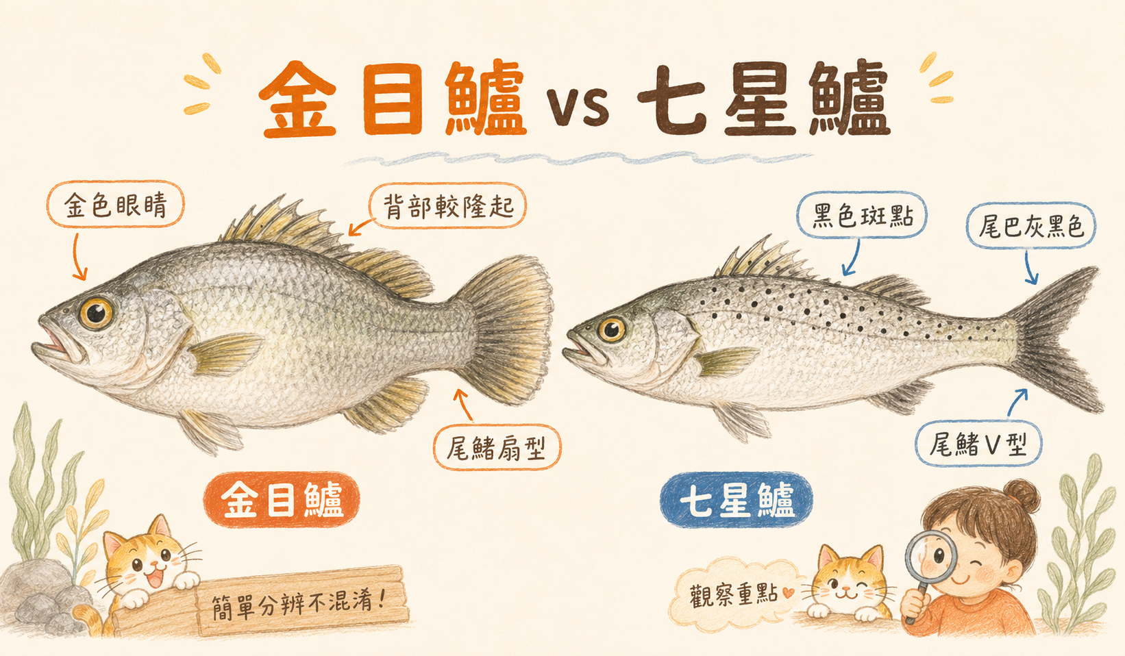 金目鱸與七星鱸品種比較