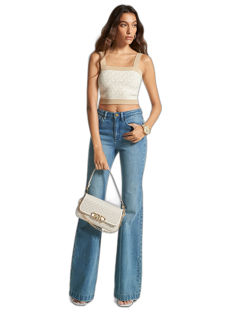 【Michael Kors】(XXS) Logo Jacquard Cropped Tank Top  米