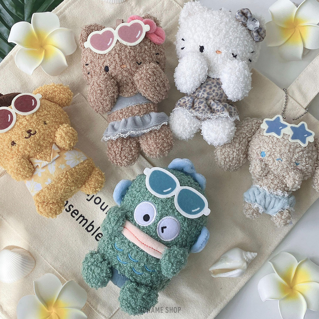 SANRIO 日本限定 三麗鷗 蓬鬆 渡假系列 捧臉 吊飾 六款