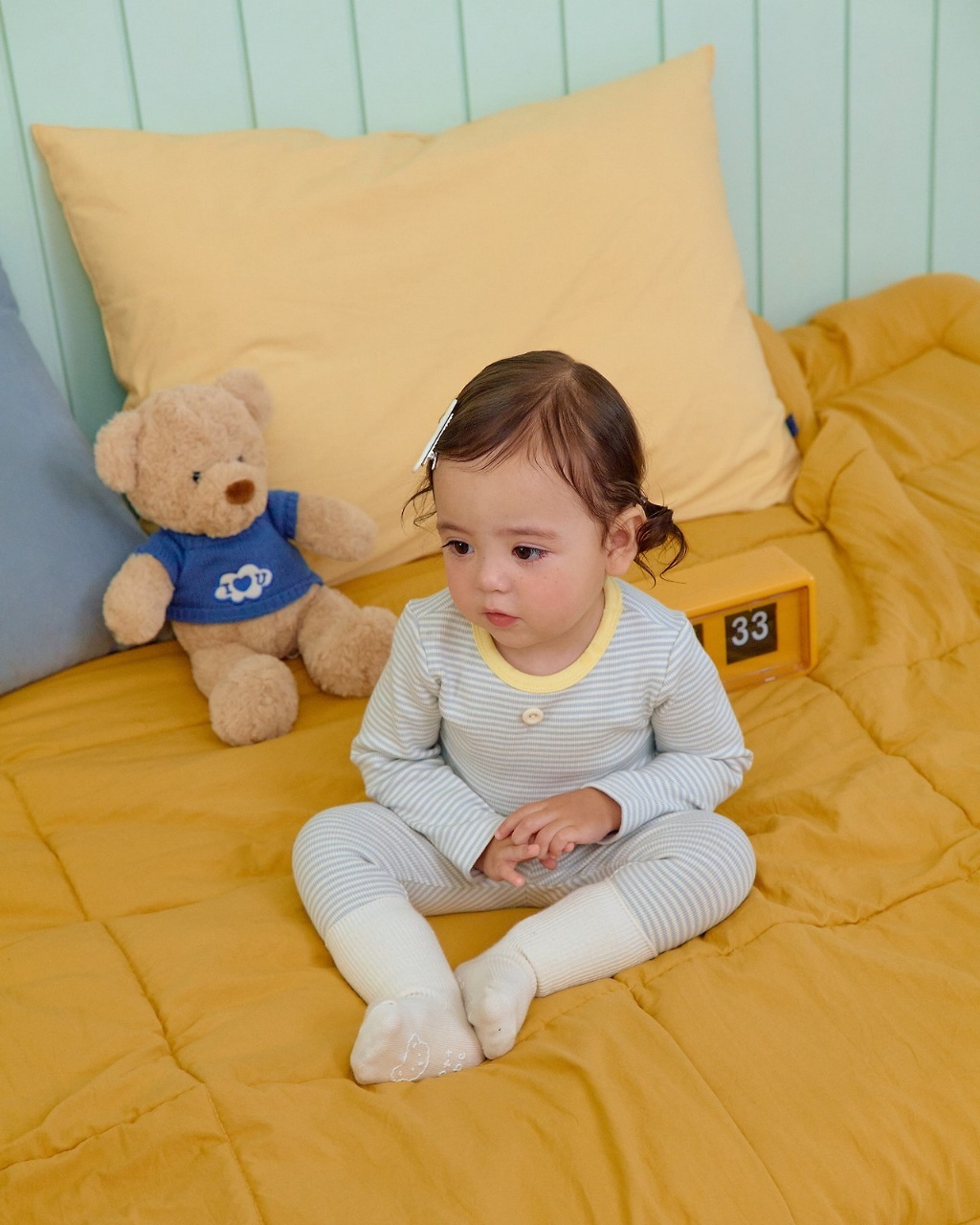 正韓秋OOTT BeBe 小童條紋居家服套裝