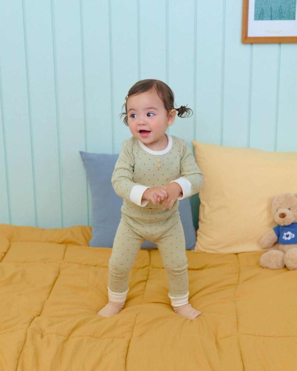 正韓秋OOTT BeBe 小童點點居家服套裝