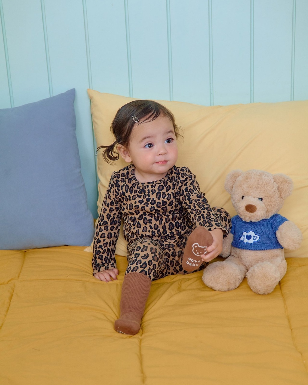 正韓秋OOTT BeBe 小童豹紋居家服套裝