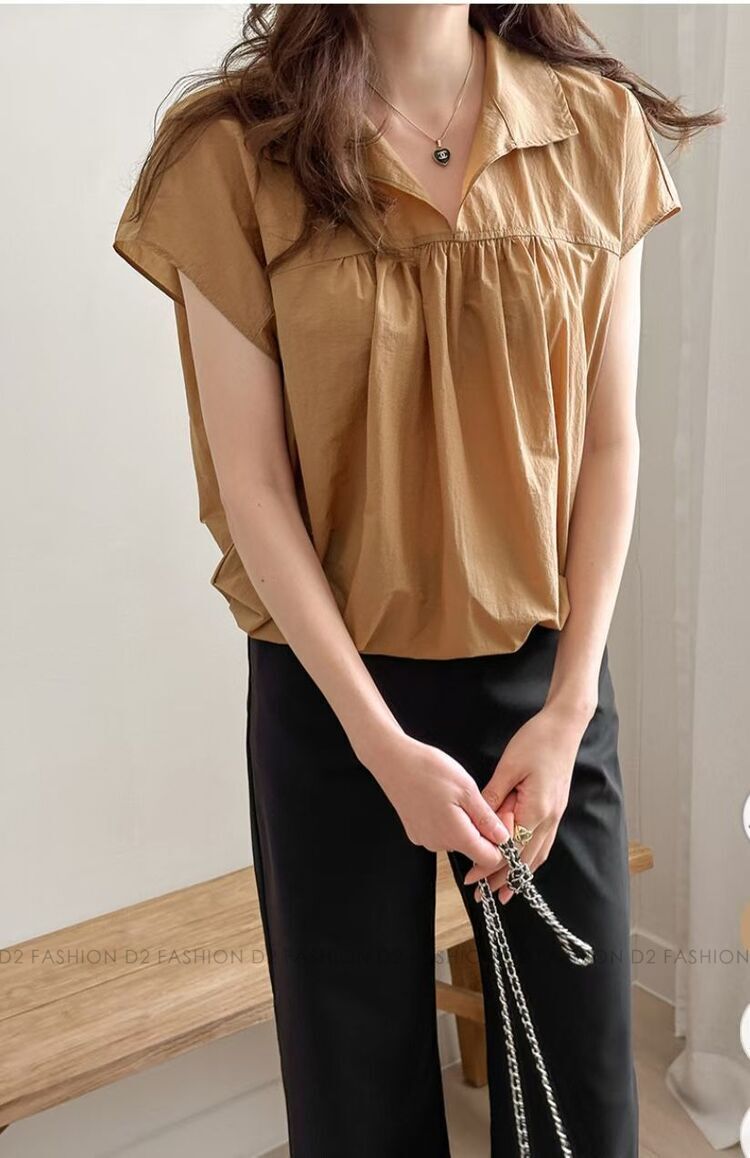 爽布小V領Top #6885
