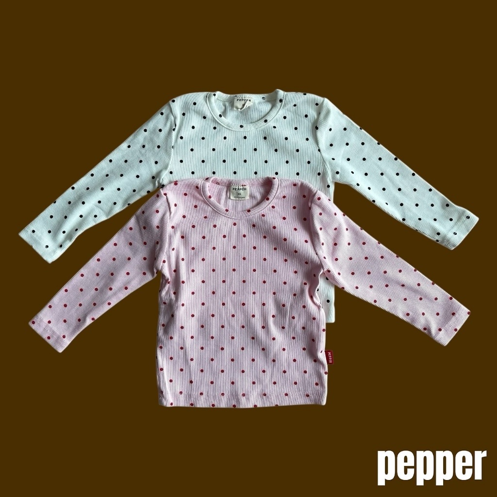 正韓秋pepper 2色點點長袖上衣