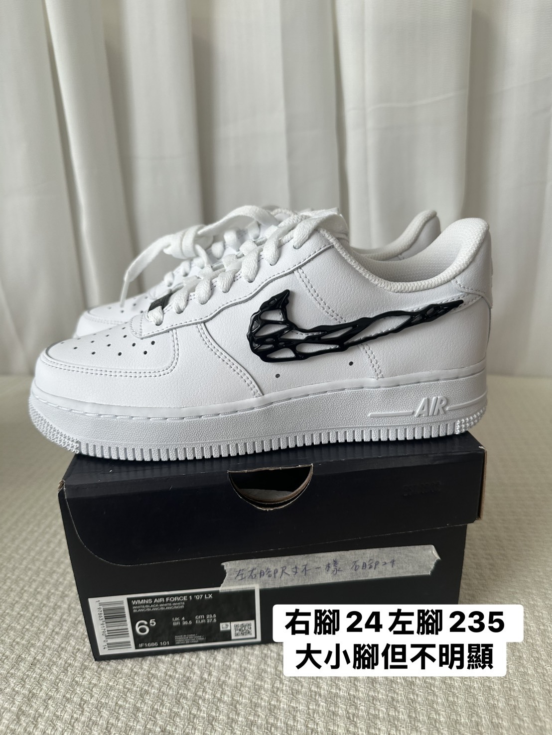 <撿便宜囉> NG-NIKE Air Force 1"LIQUID METAL SWOOSH"  溶解液態 金屬黑勾