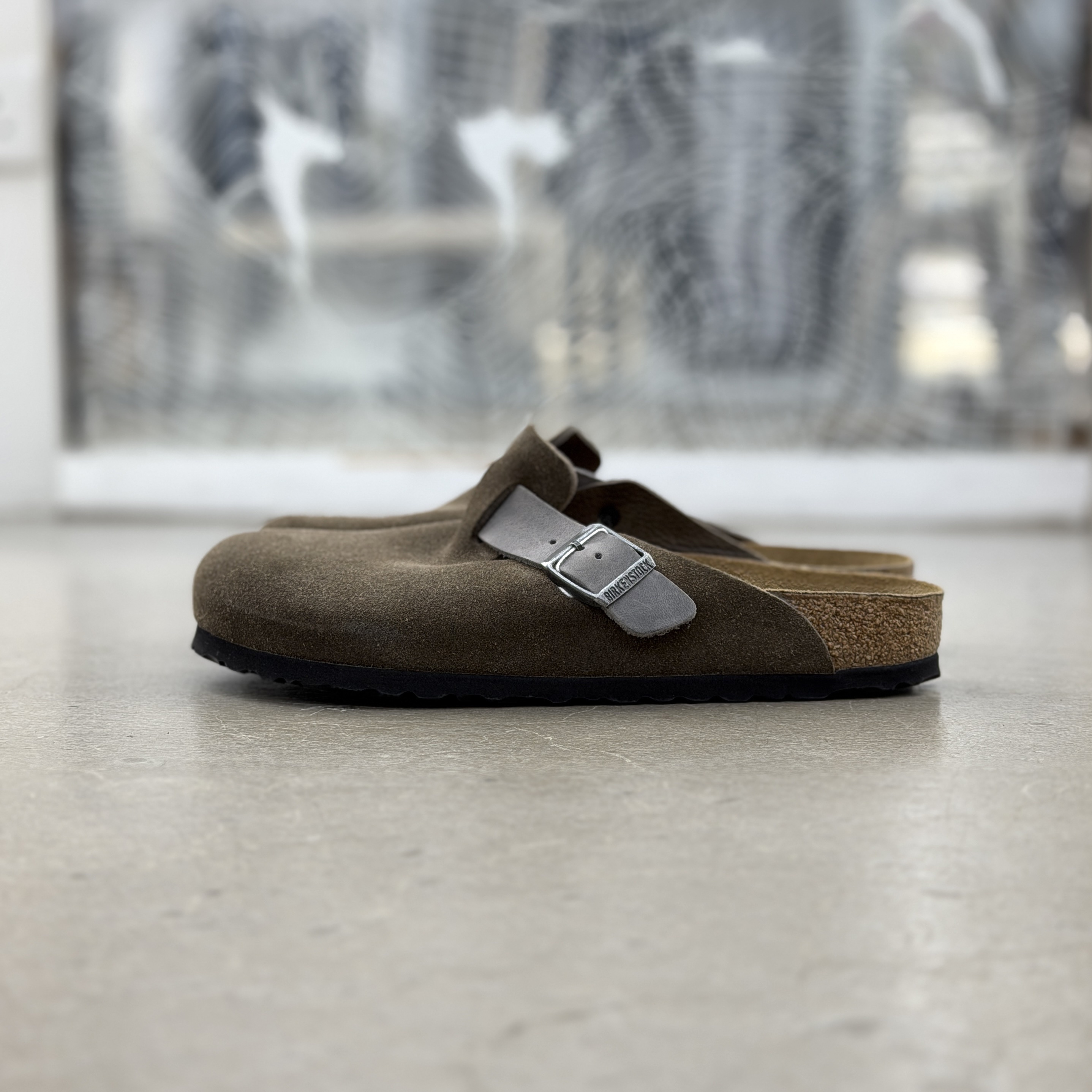 Birkenstock Boston BS Mixed Leather Concrete Grey | 1029210