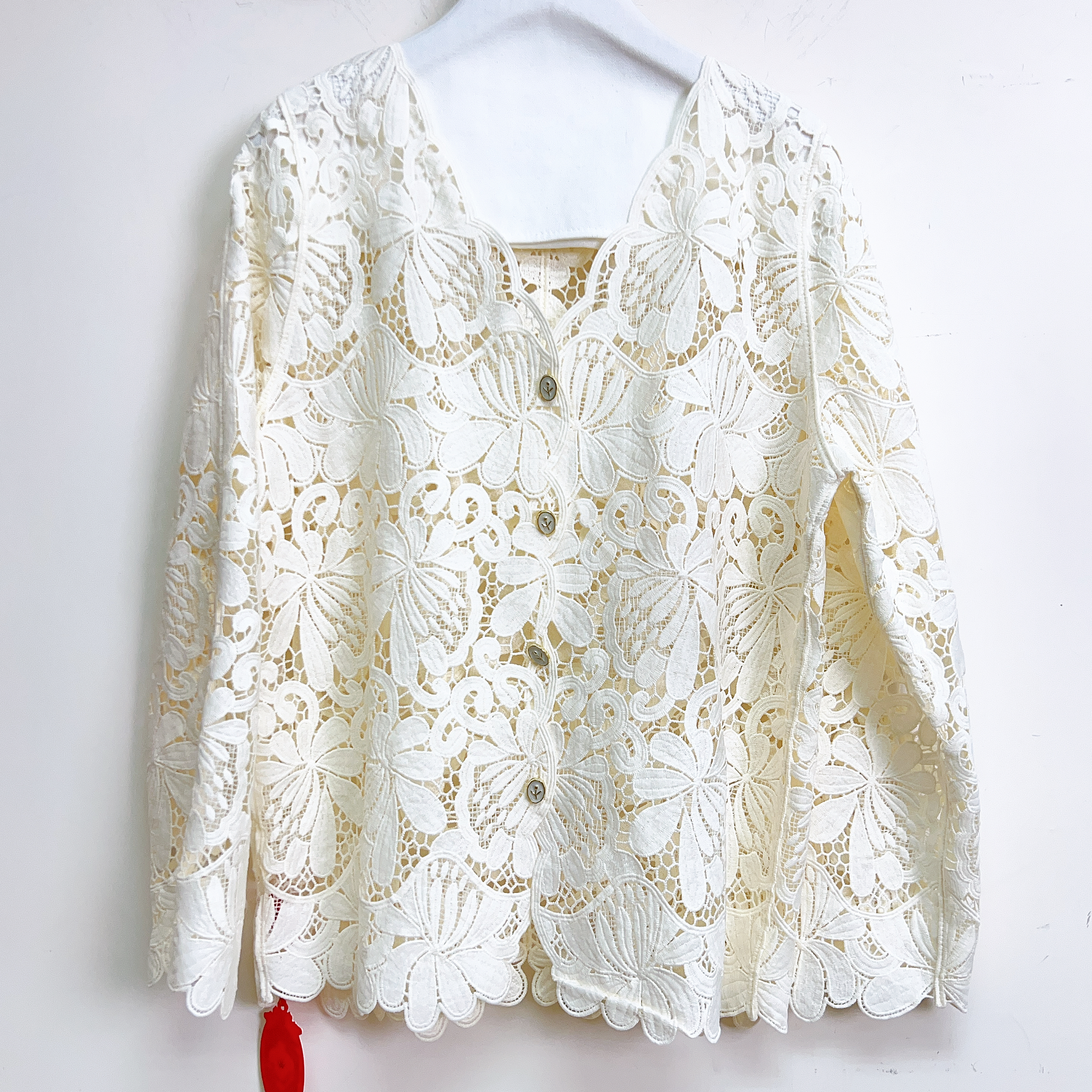 通花刺繡波浪邊上衣(胸42 腰42 長25吋) B6112 #2807clo