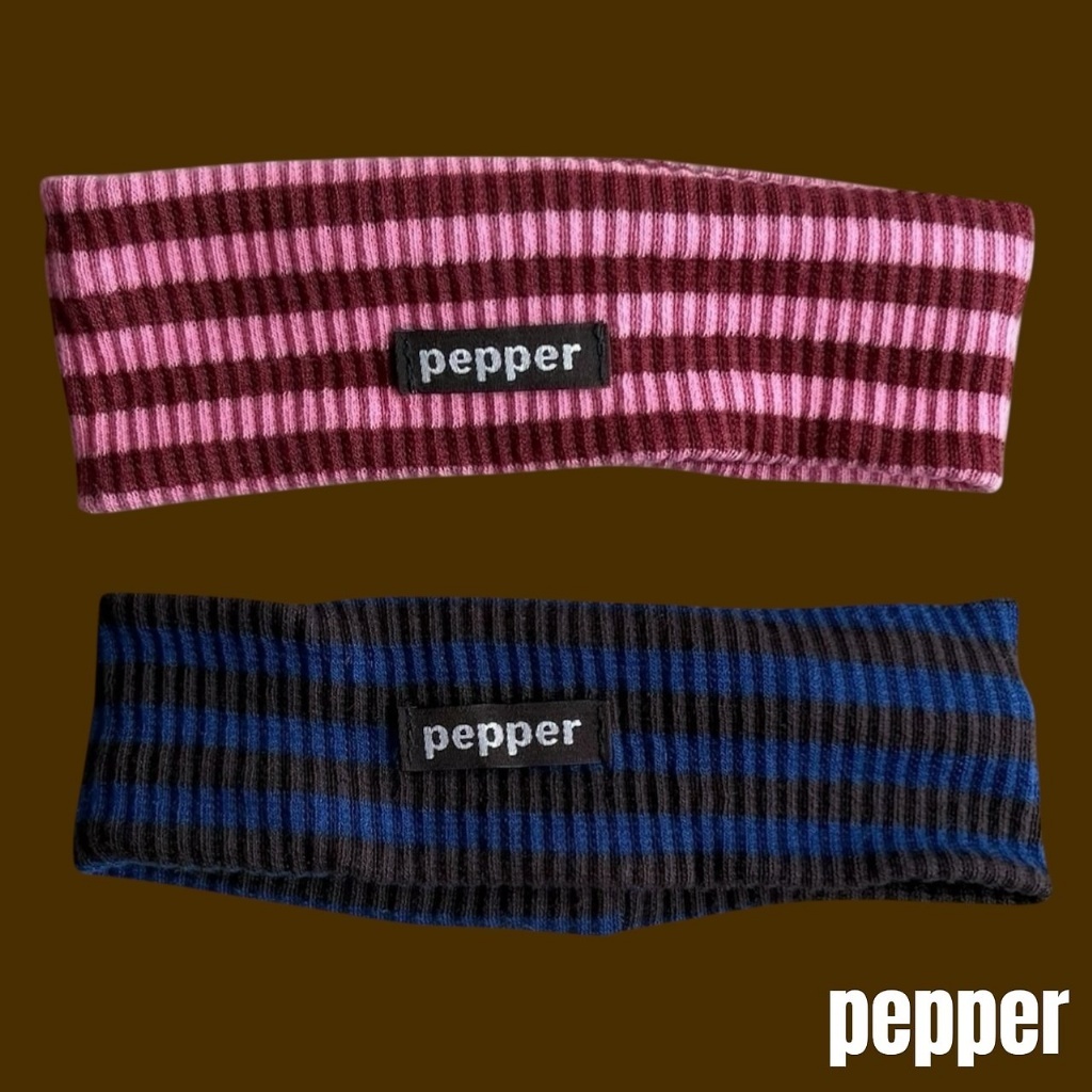 正韓秋pepper 兩色條紋髮帶