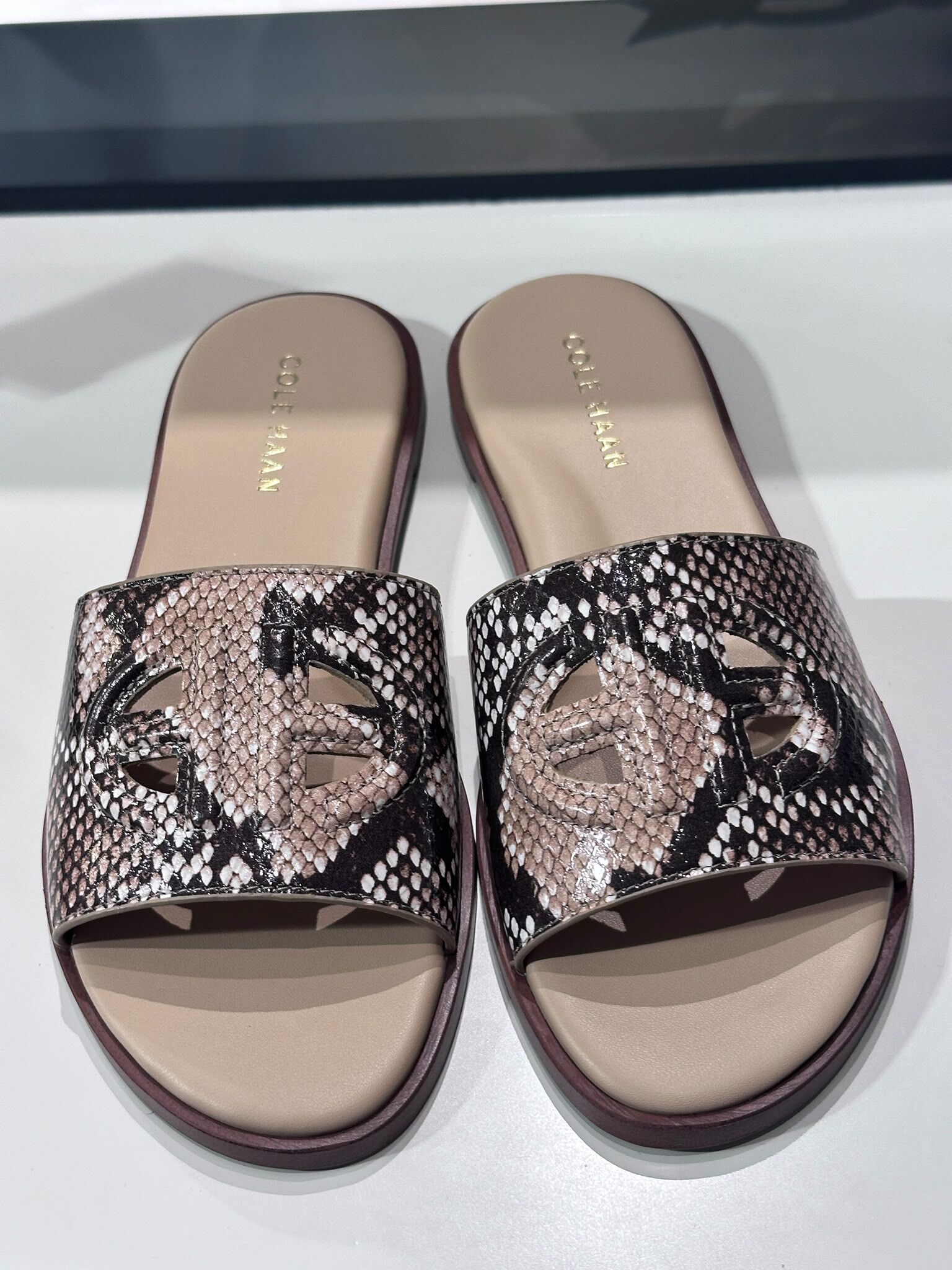 UN03 Cole Haan 女裝 蛇皮紋 拖鞋 Flynn Logo Slide Sandal