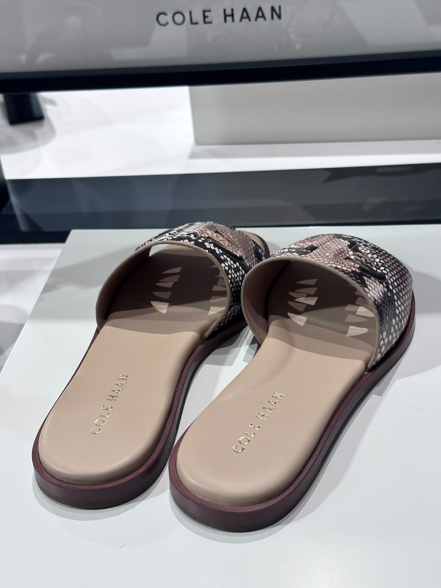 UN03 Cole Haan 女裝 蛇皮紋 拖鞋 Flynn Logo Slide Sandal