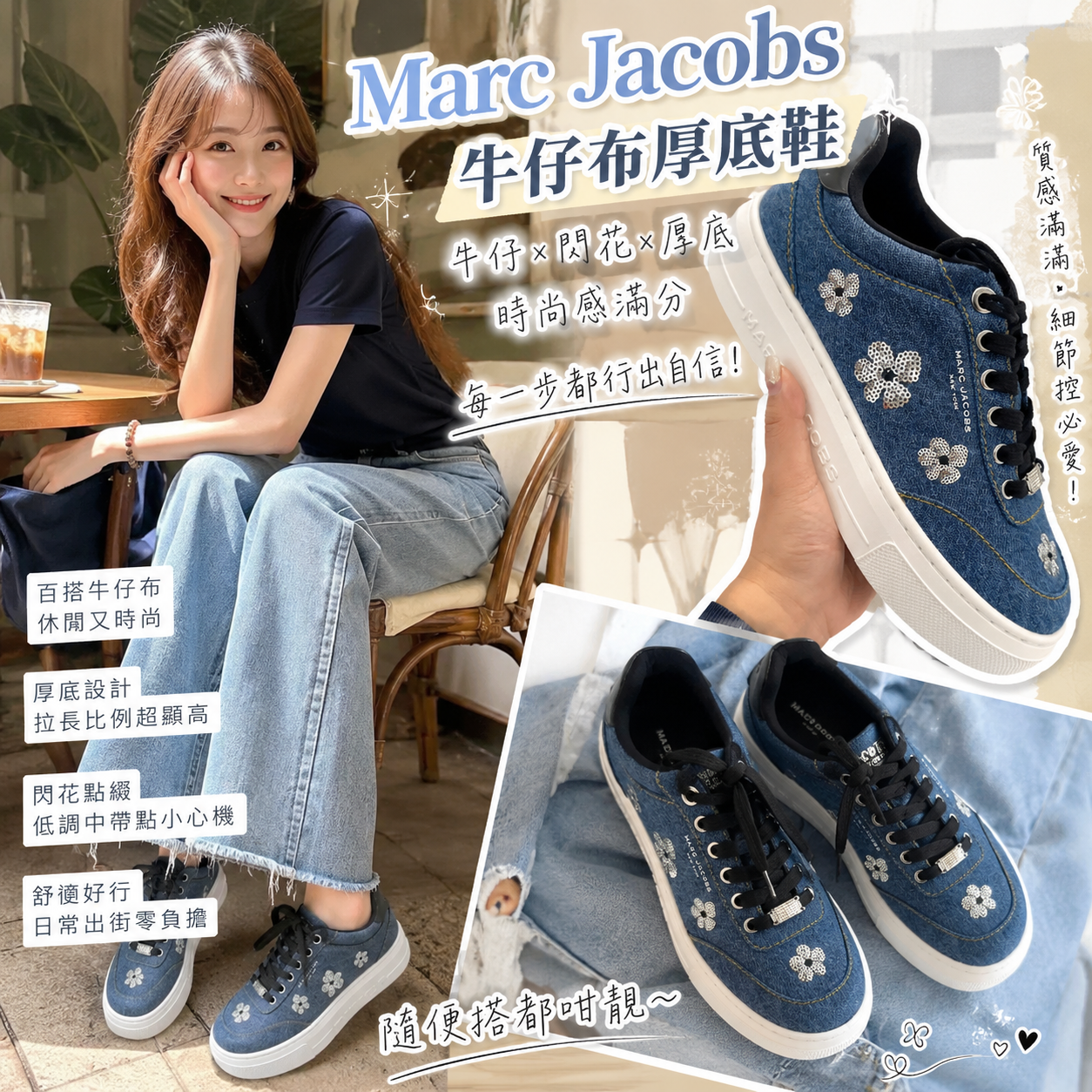 【直播】Marc Jacobs LX0724142 牛仔布厚底鞋