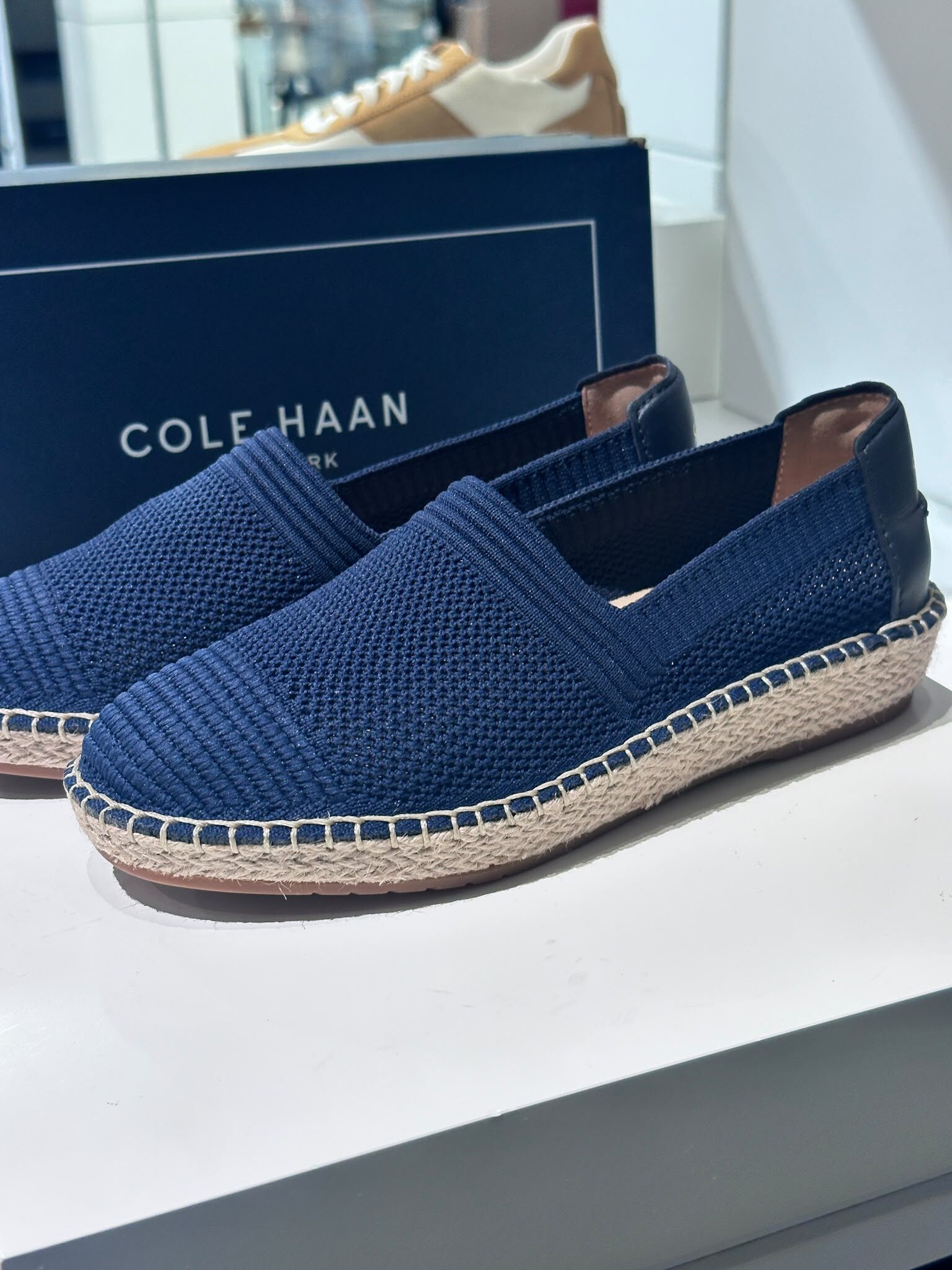 UN06 Cole Haan 女裝深藍色針織平底鞋 Cloudfeel Espadrille II Slip-On Loafers