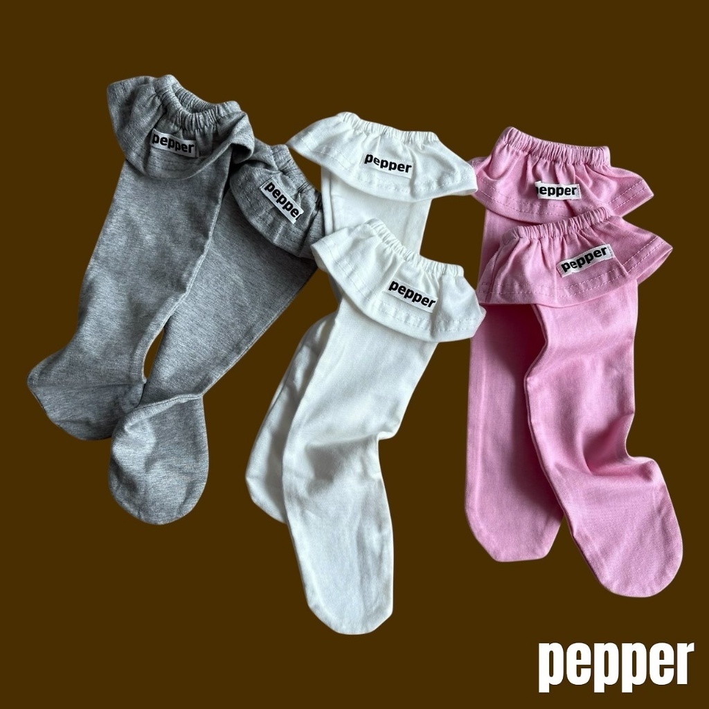 正韓秋pepper 三色花邊小腿襪