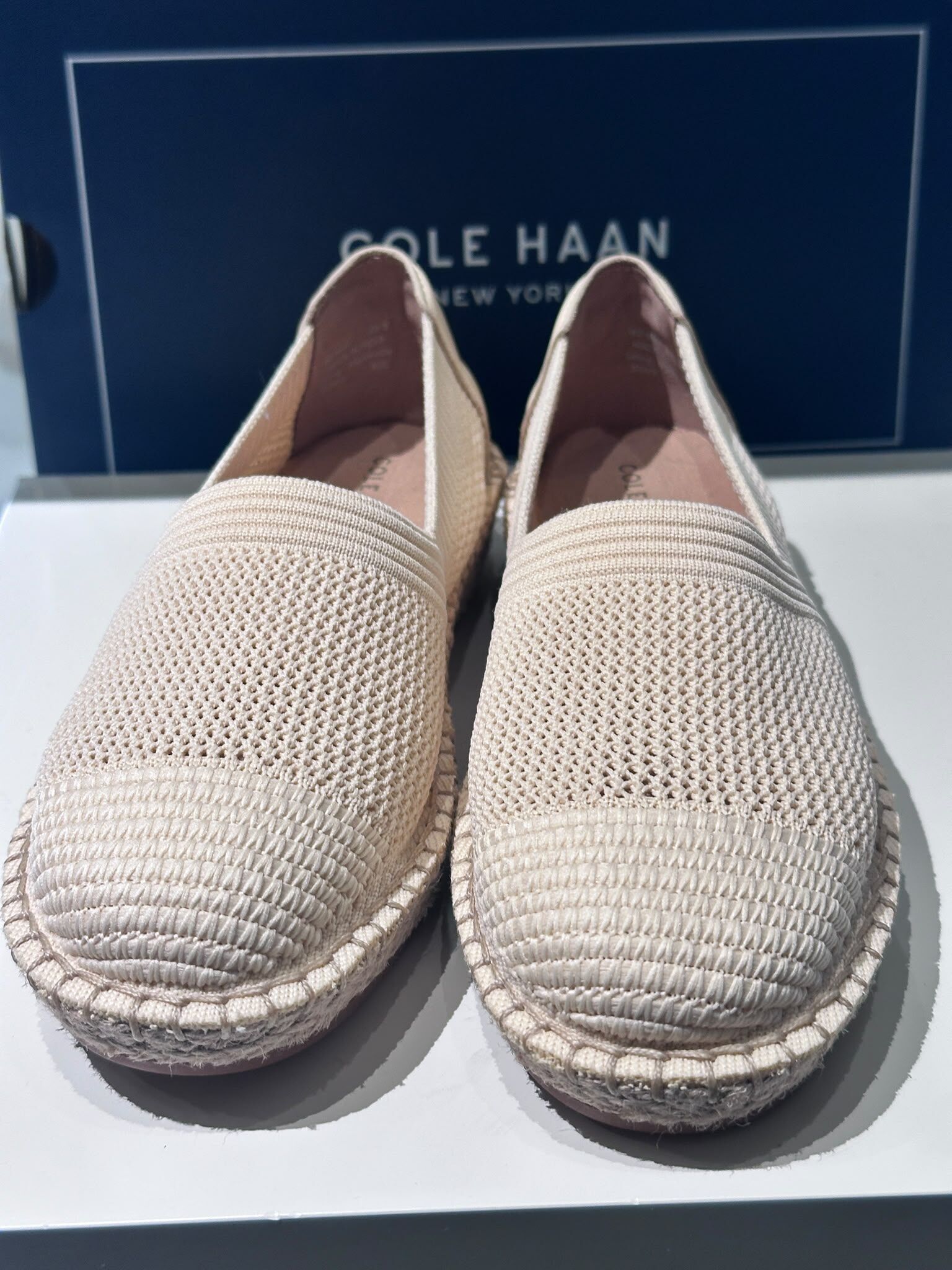UN07 Cole Haan 女裝米白色針織平底鞋 Cloudfeel Espadrille II Slip-On Loafers