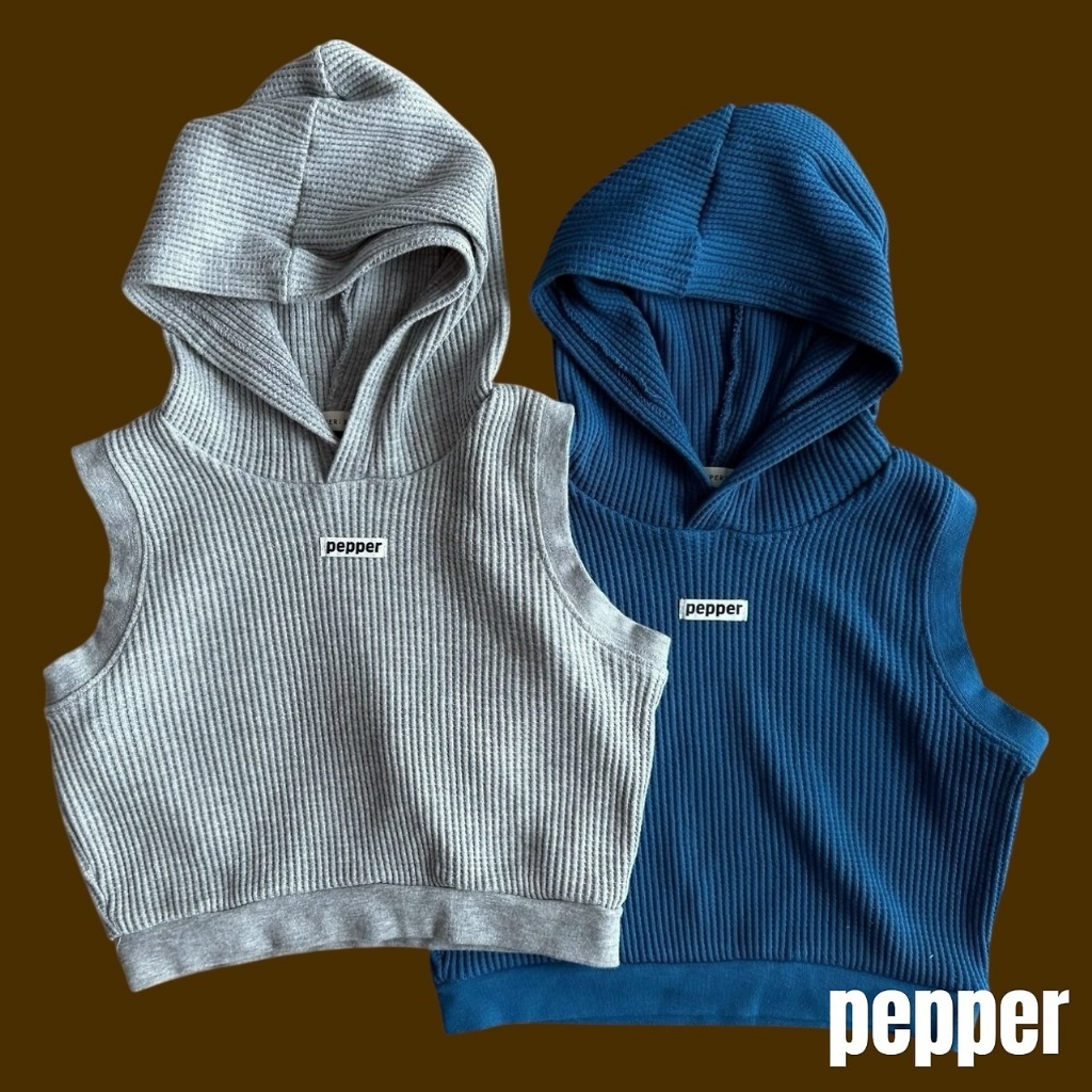 正韓秋pepper 2色直條連帽背心
