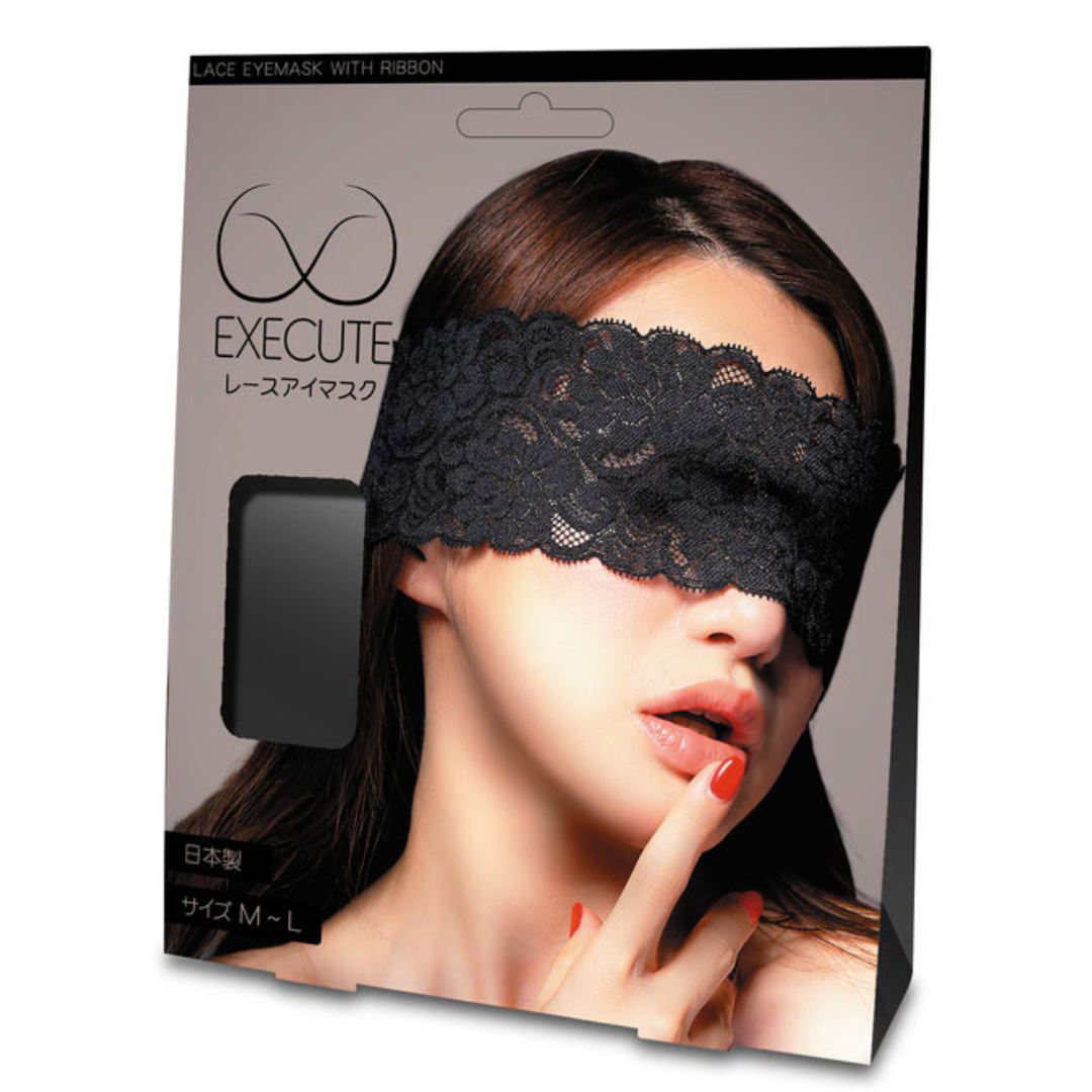 EXECUTE Microfiber See-through Lace Eye Mask Black