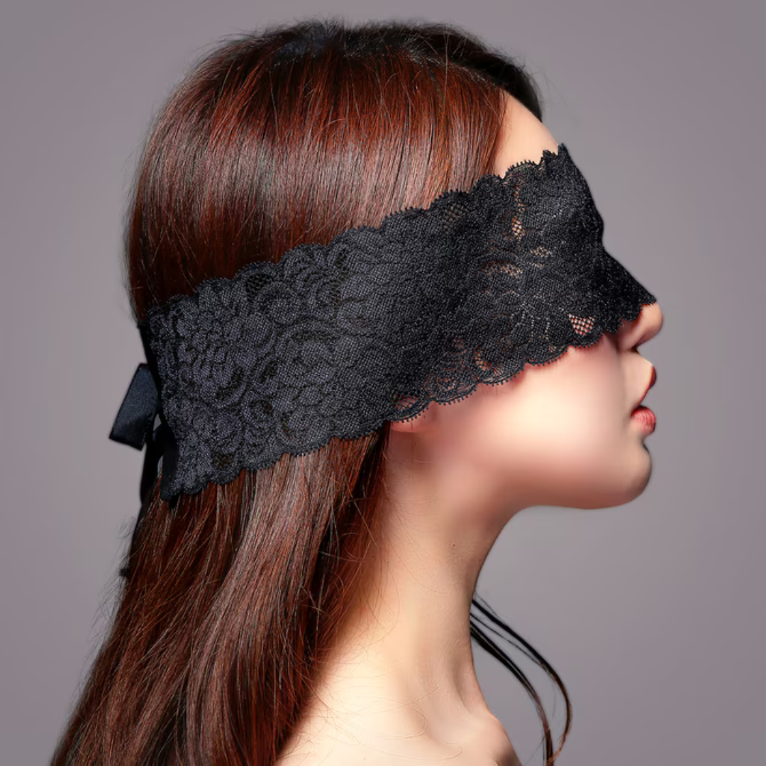 EXECUTE Microfiber See-through Lace Eye Mask Black