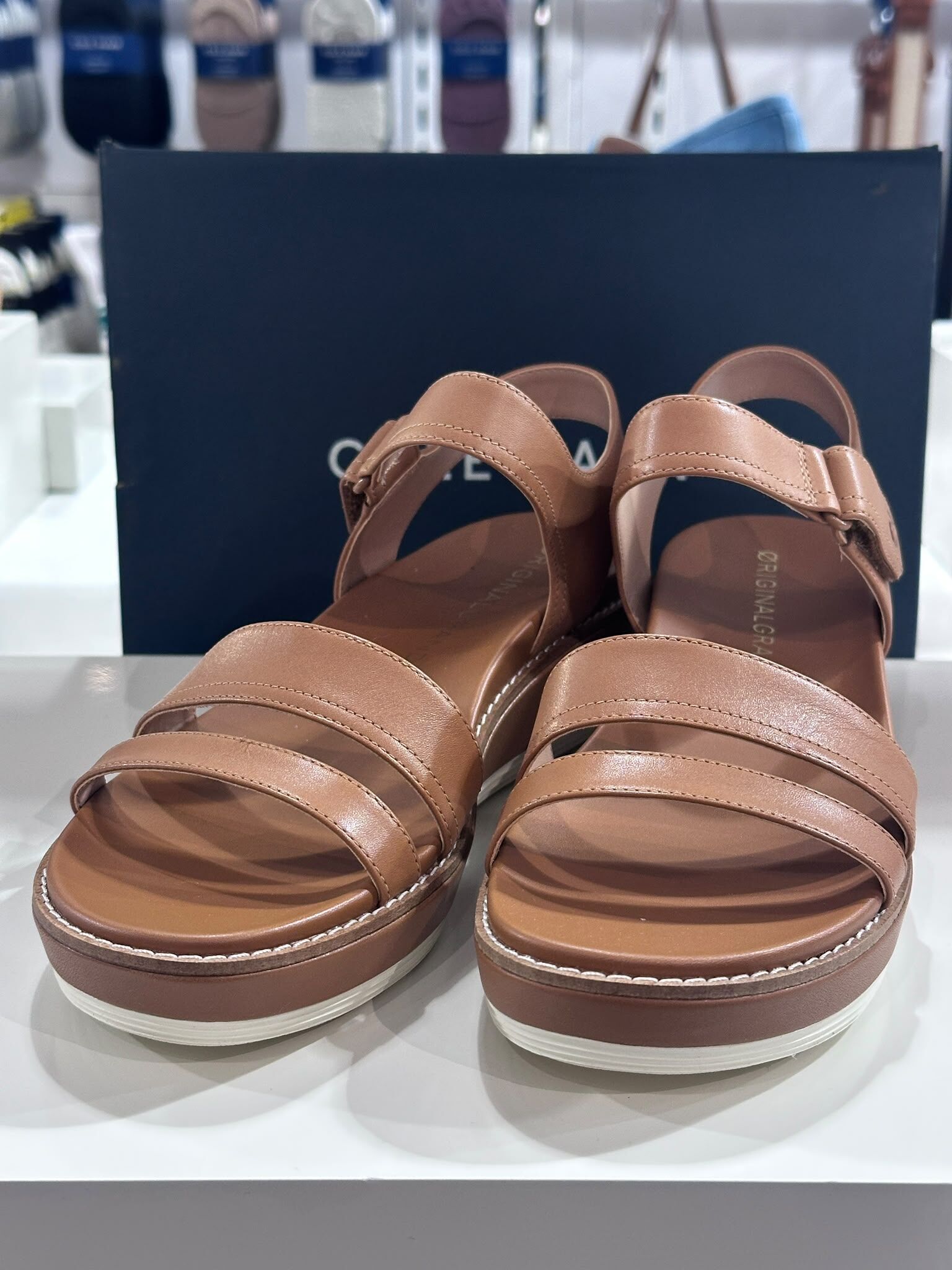 UN17 Cole Haan 女裝 卡其色皮涼鞋 OG Peyton Flatform Sandals